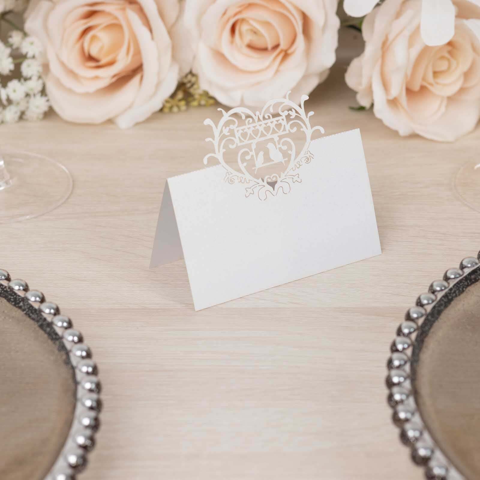 50-Pack Wedding Place Cards 210 GSM with Laser Cut Hollow Heart Design White - Printable Reservation Seating Tent Cards - Image 11