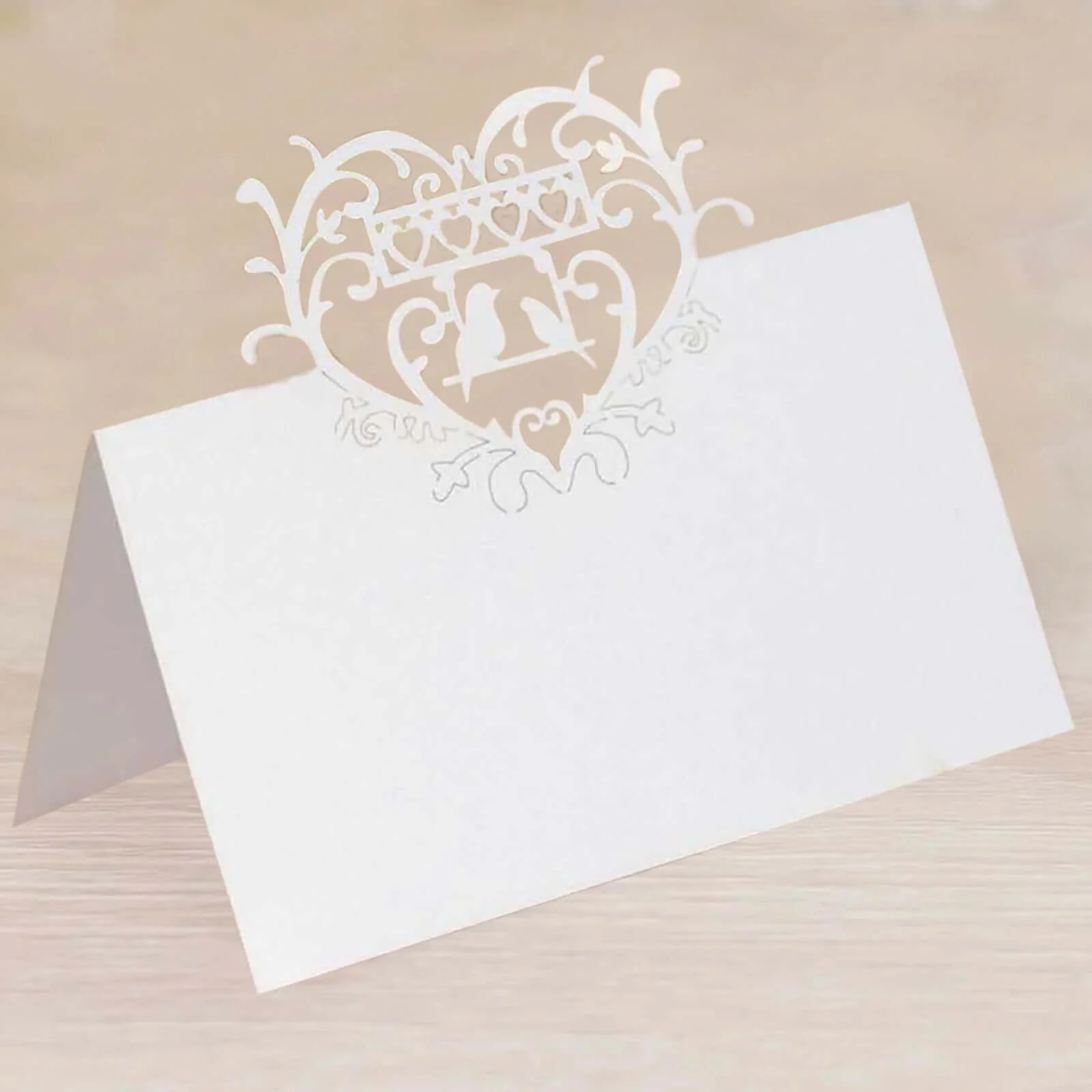 50-Pack Wedding Place Cards 210 GSM with Laser Cut Hollow Heart Design White - Printable Reservation Seating Tent Cards - Image 15