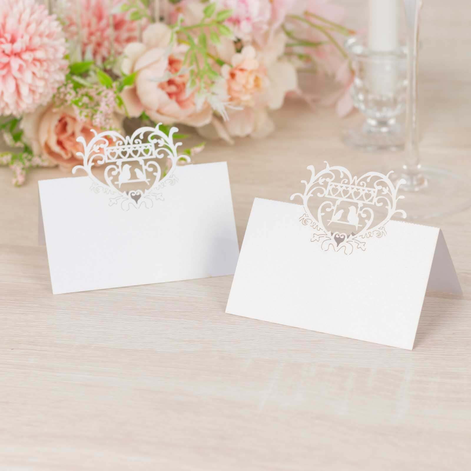 50-Pack Wedding Place Cards 210 GSM with Laser Cut Hollow Heart Design White - Printable Reservation Seating Tent Cards - Image 8