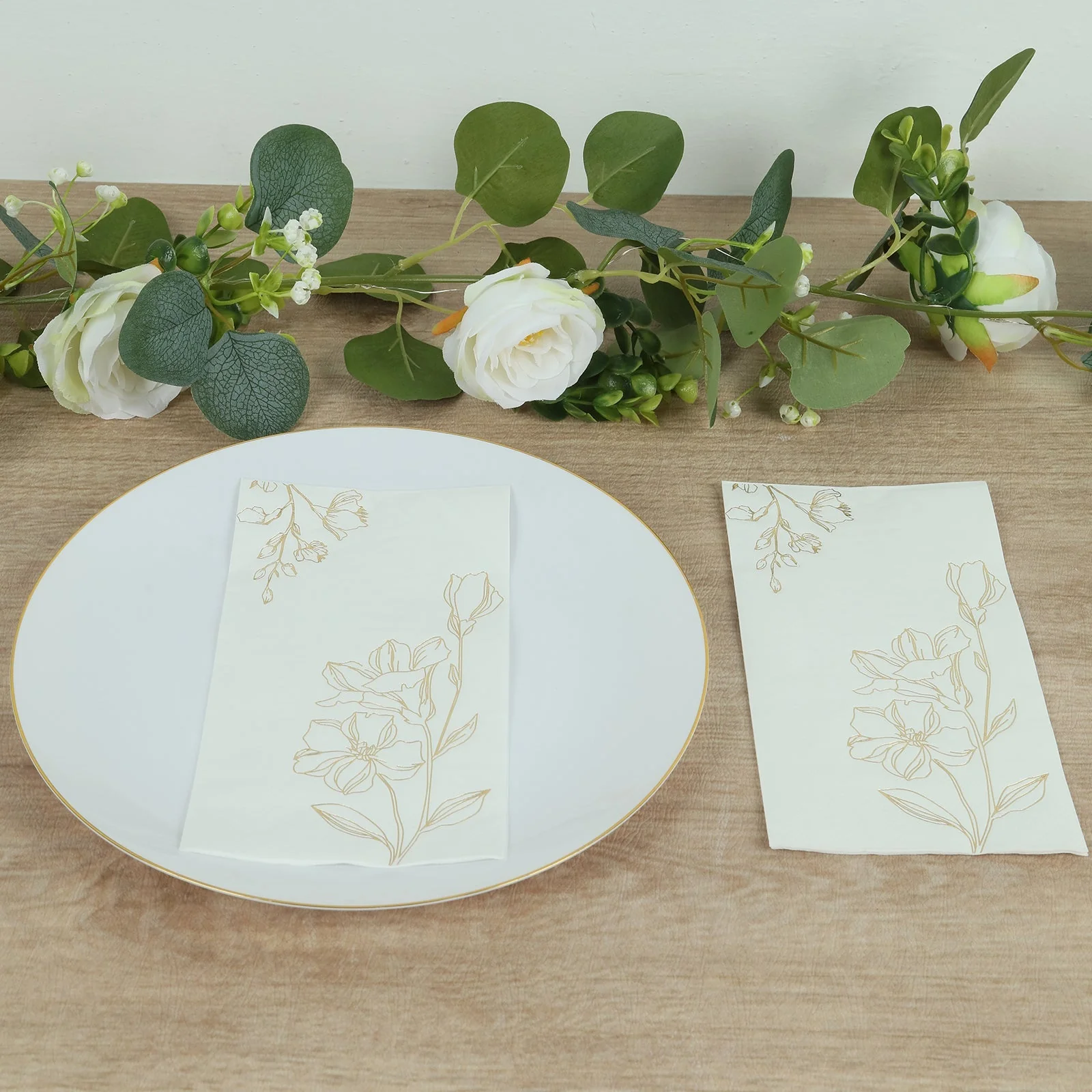 50 Pack White 2-Ply Paper Dinner Napkins with Gold Lilly Flowers Print, Highly Absorbent Soft Disposable Party Napkins - Image 4