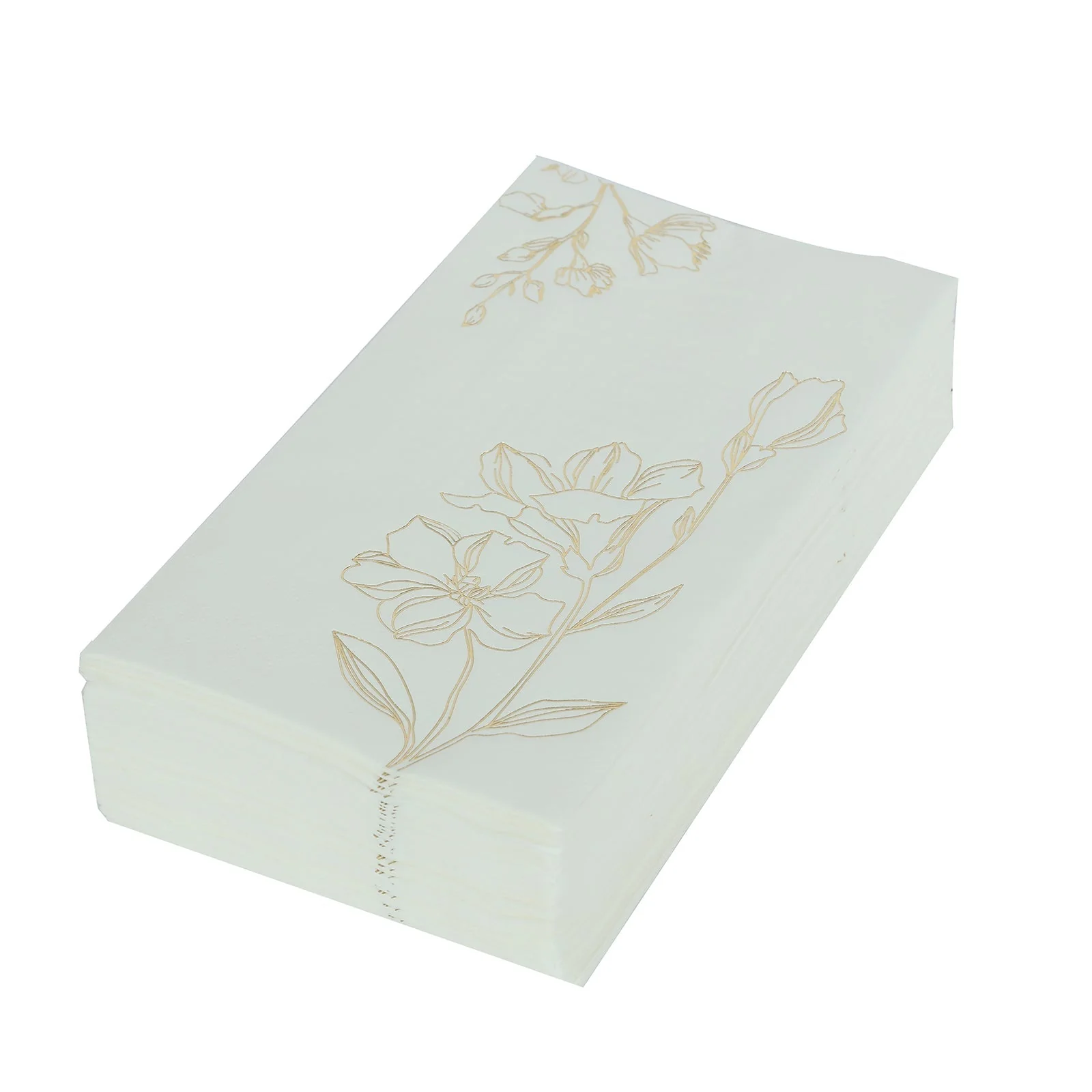 50 Pack White 2-Ply Paper Dinner Napkins with Gold Lilly Flowers Print, Highly Absorbent Soft Disposable Party Napkins - Image 7