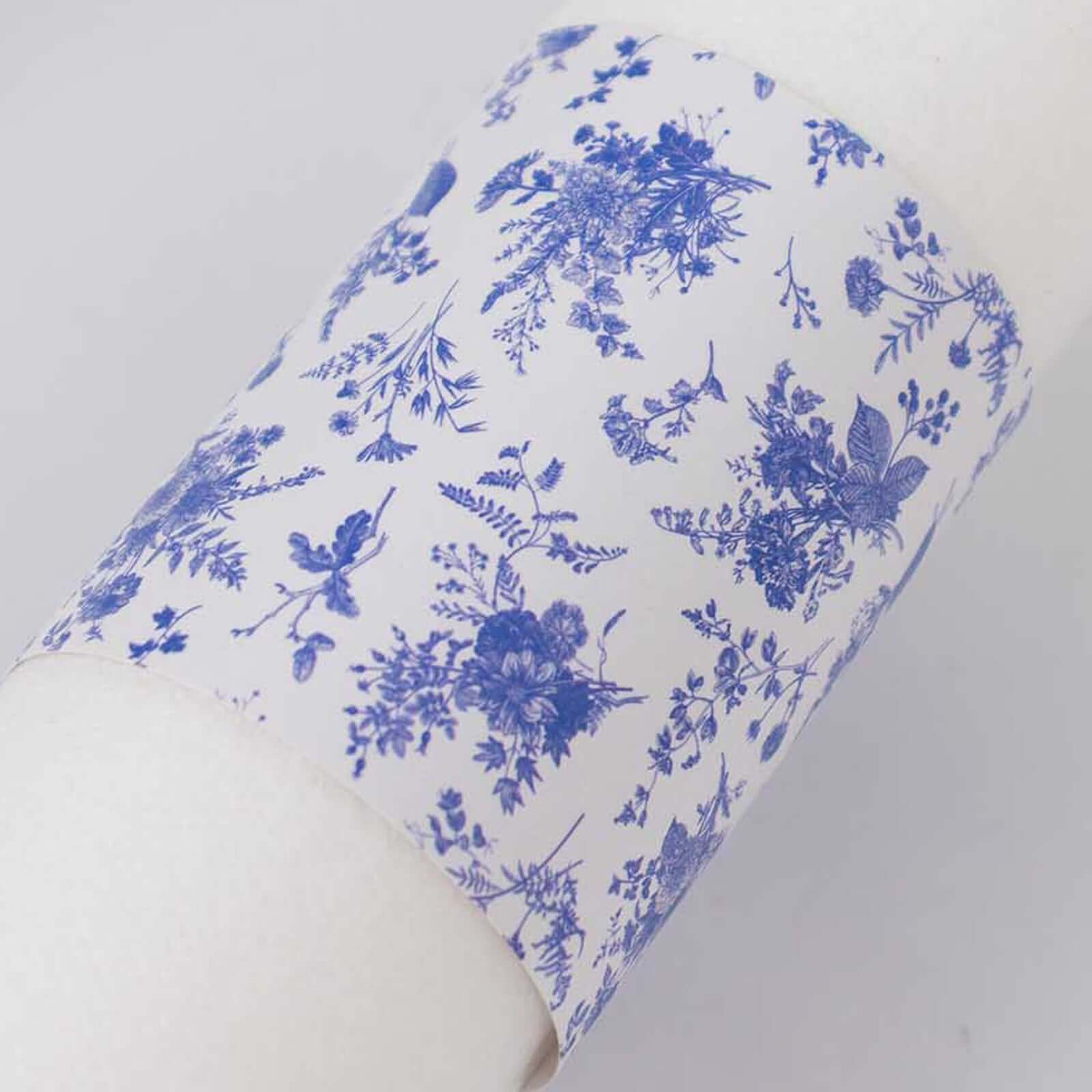 50 Pack White Blue Paper Napkin Rings in French Toile Floral Pattern, Disposable Napkin Holders Bands - 1.5" - Image 11