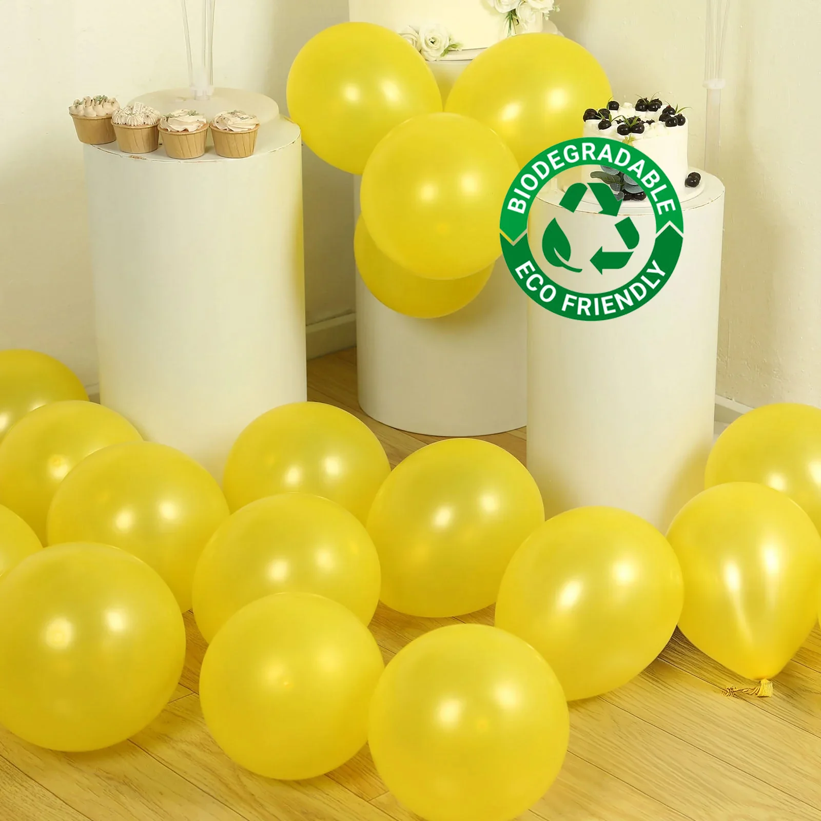 50 Pack Yellow Biodegradable Balloons, Eco-friendly Thickened Extra Strong Latex Helium Party Balloons - 12" - Image 6