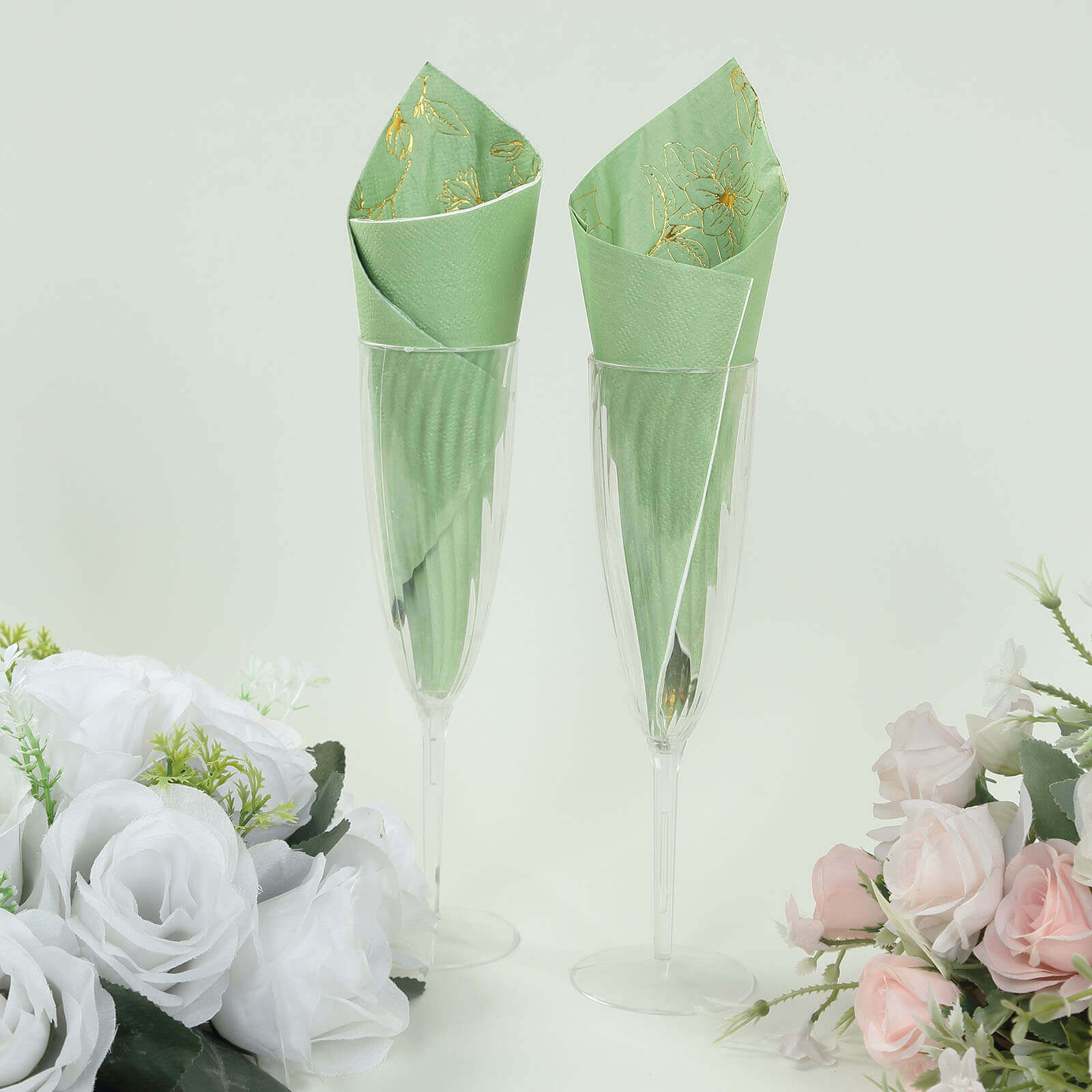50-Pack Paper Cocktail Napkins 2 Ply Sage Green with Gold Magnolia Flowers Print - Soft and Highly Absorbent Beverage Napkins - Image 6