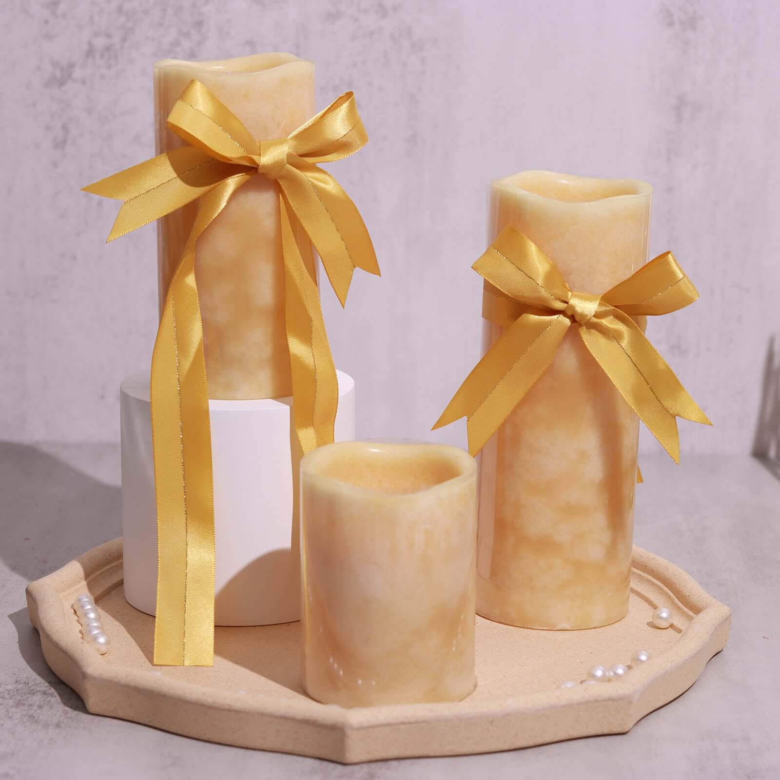 50 Pcs Gold Pre Tied Ribbon Bows, Satin Ribbon With Gold Foil Lining For Gift Basket and Party Favors Decor 10" - Image 10