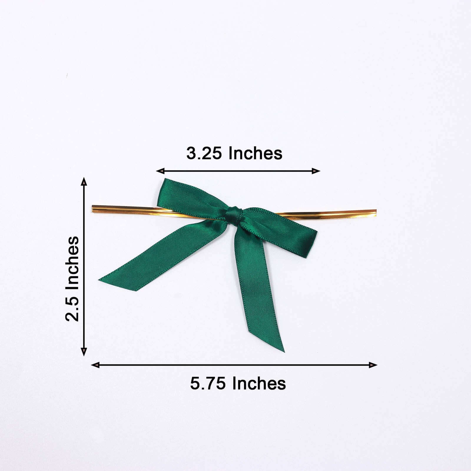 50 Pcs Satin Ribbon Bows With Twist Ties, Gift Basket Party Favor Bags Decor -  Hunter Emerald Green Classic Style 3" - Image 7