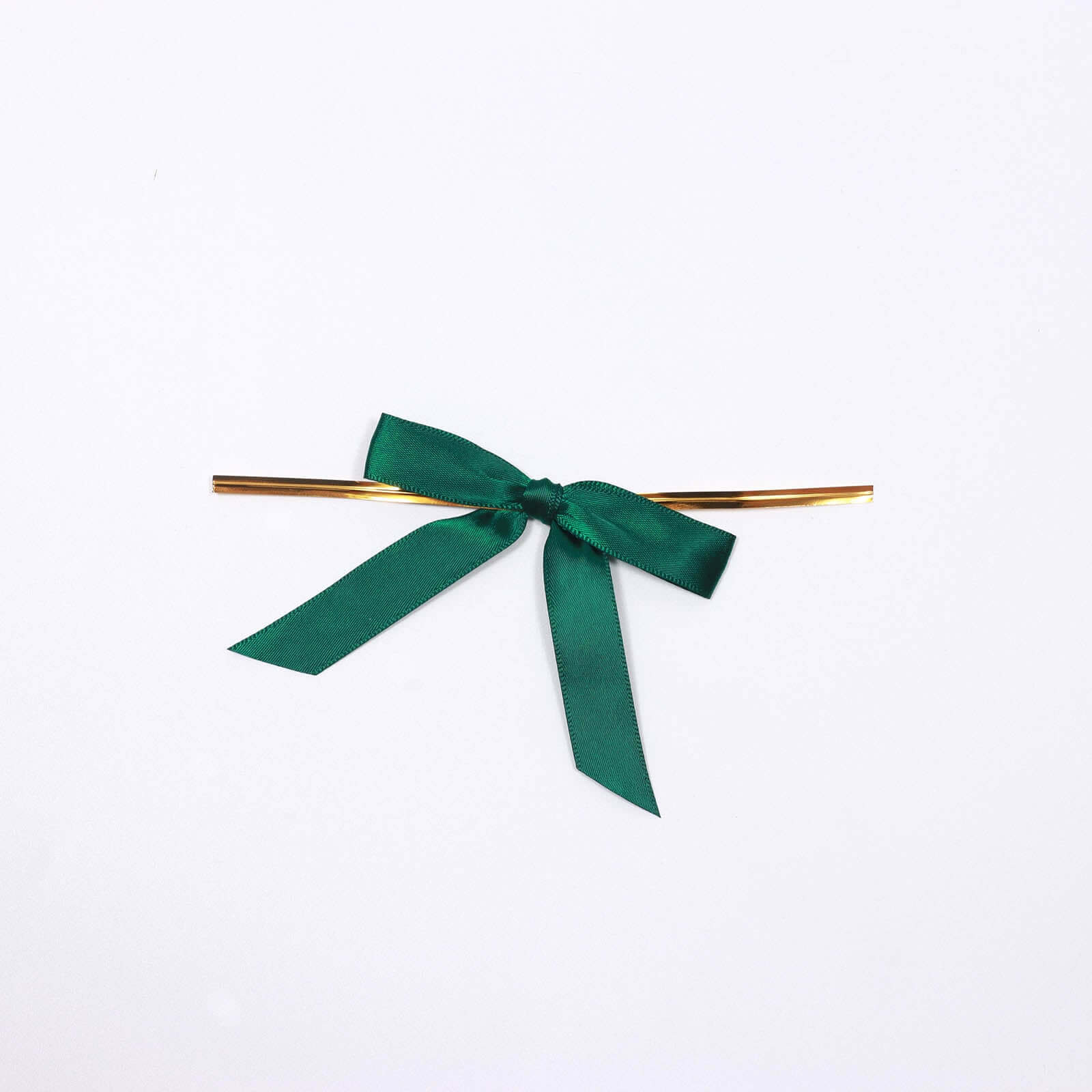 50 Pcs Satin Ribbon Bows With Twist Ties, Gift Basket Party Favor Bags Decor -  Hunter Emerald Green Classic Style 3" - Image 8