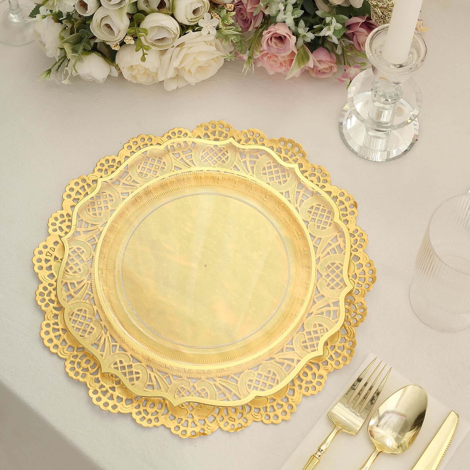 50 Pcs Paper Round Placemats 12" Gold - Food Grade Lace Paper Doilies for Desserts, Crafts & Table Decor - Image 2