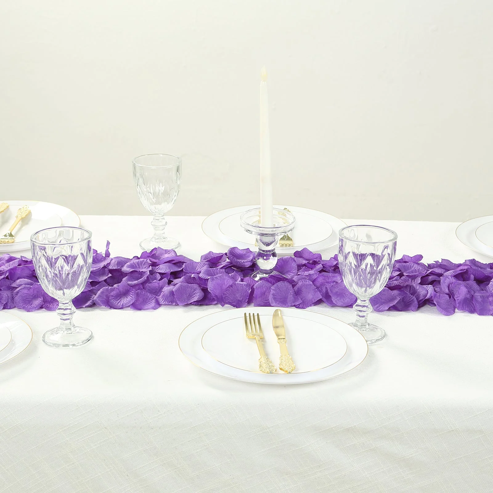 500-Pack Silk Rose Petals Confetti Purple Round Design - Decorative Table Scatters - Image 6