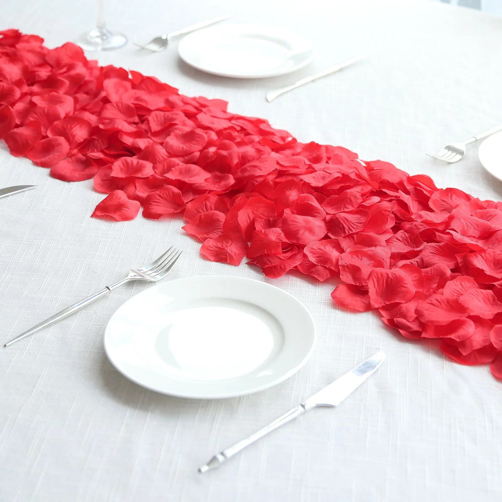500-Pack Silk Rose Petals Confetti Red Round Design - Decorative Table Scatters - Image 8