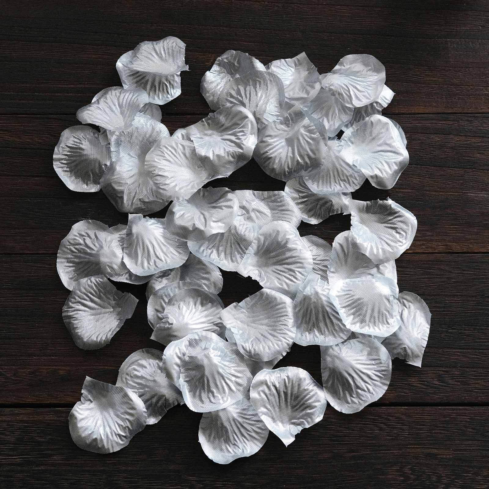 500-Pack Silk Rose Petals Confetti Silver Round Design - Decorative Table Scatters - Image 10