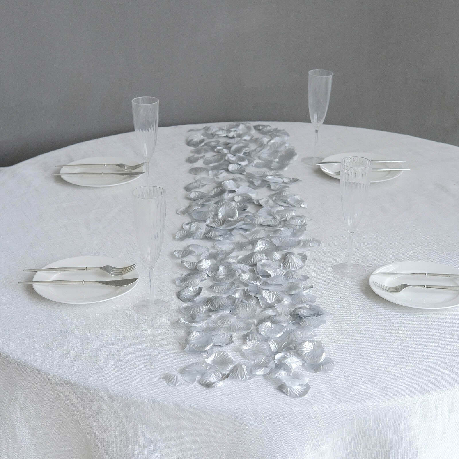 500-Pack Silk Rose Petals Confetti Silver Round Design - Decorative Table Scatters - Image 12