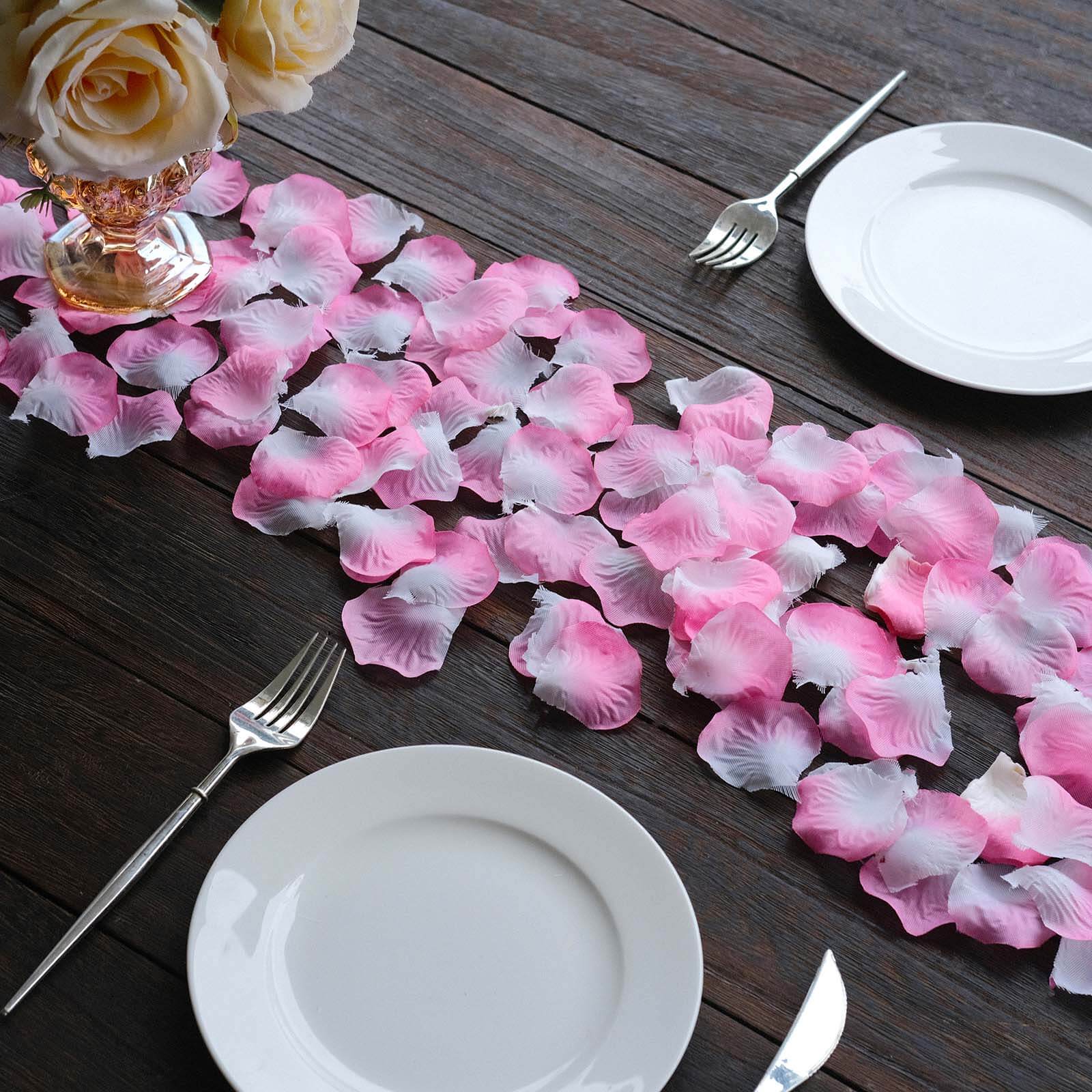 500-Pack Silk Rose Petals Confetti White Pink Round Design - Decorative Table Scatters - Image 11