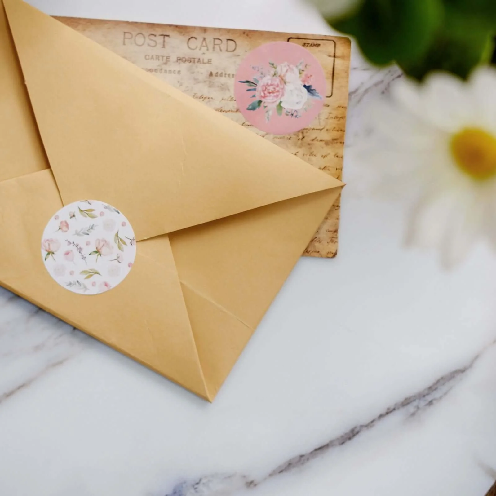 500pcs Baby Shower Love and Oh Baby Floral Stickers Roll, Labels For DIY Envelope Seal - Round 1.5" - Image 13