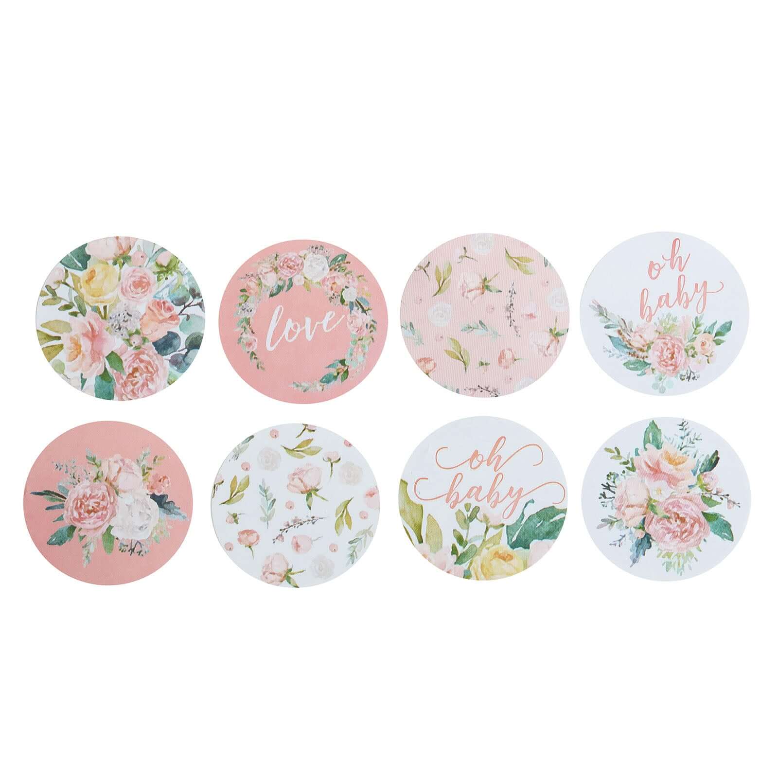 500pcs Baby Shower Love and Oh Baby Floral Stickers Roll, Labels For DIY Envelope Seal - Round 1.5" - Image 7