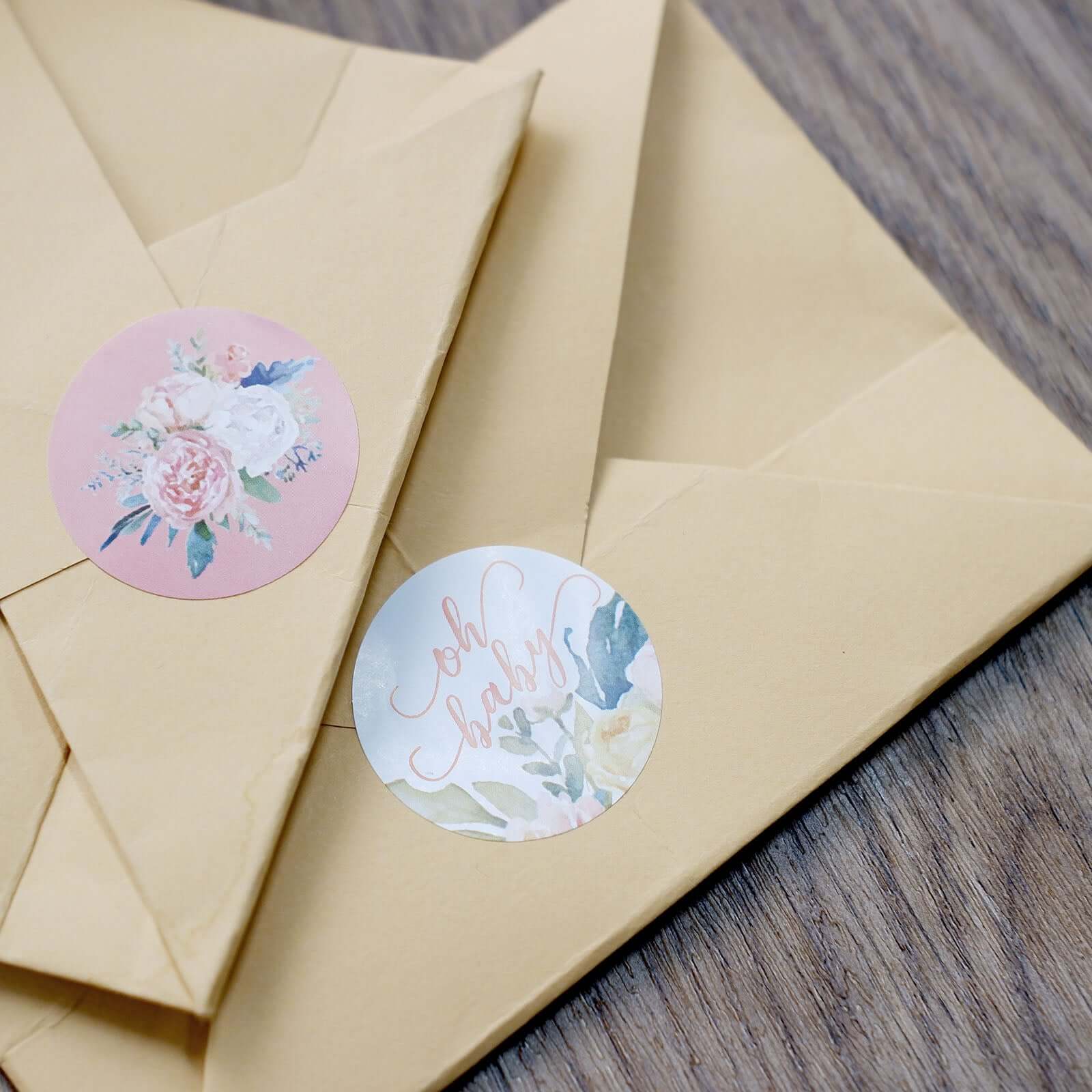 500pcs Baby Shower Love and Oh Baby Floral Stickers Roll, Labels For DIY Envelope Seal - Round 1.5" - Image 8
