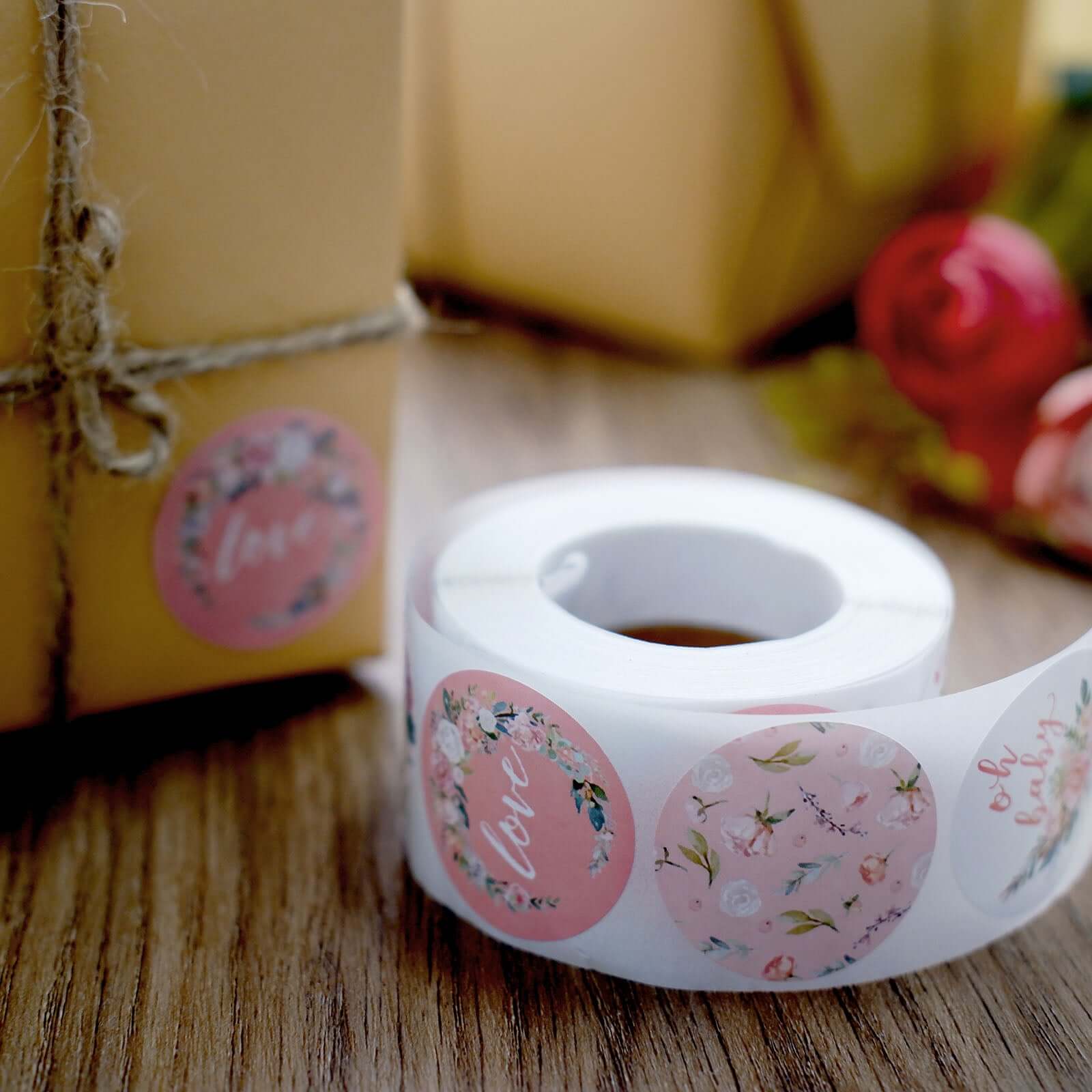 500pcs Baby Shower Love and Oh Baby Floral Stickers Roll, Labels For DIY Envelope Seal - Round 1.5" - Image 9