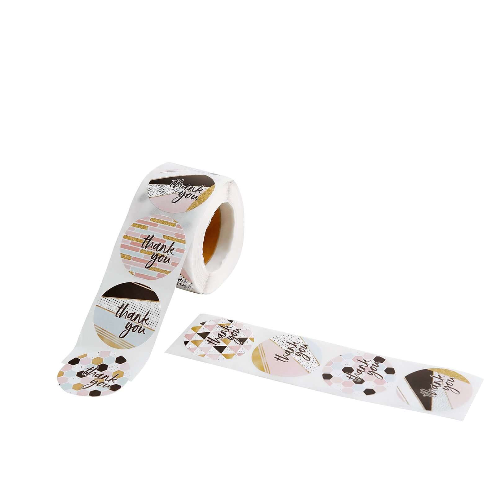 500pcs Thank You Black/White/Gold/Pink Glam Stickers Roll, Labels For DIY Envelope Seal Assorted Geometric Design - Round 1.5" - Image 16