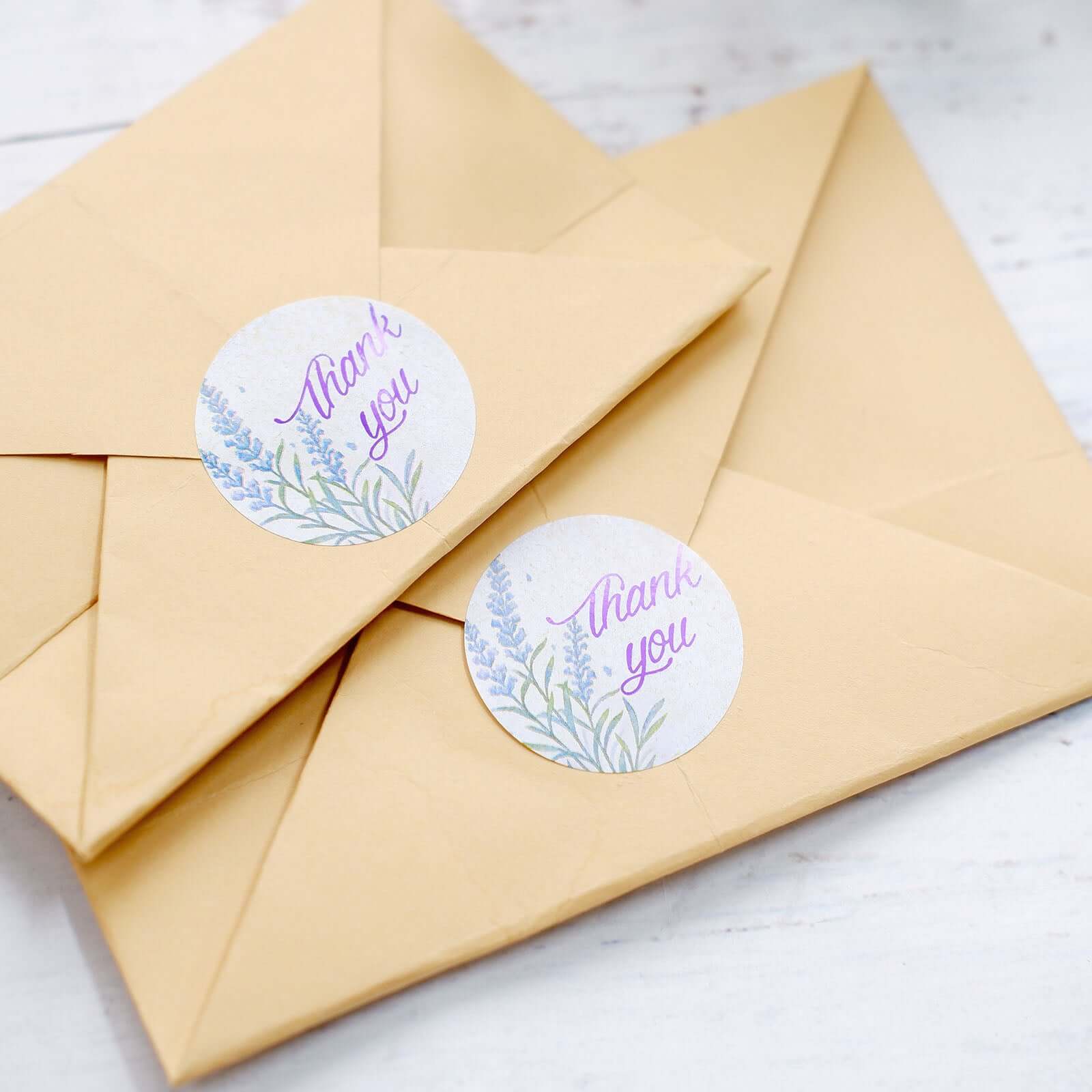 500pcs Thank You Purple Lavender Print Stickers Roll, Labels For DIY Envelope Seals - Round 1.5" - Image 10