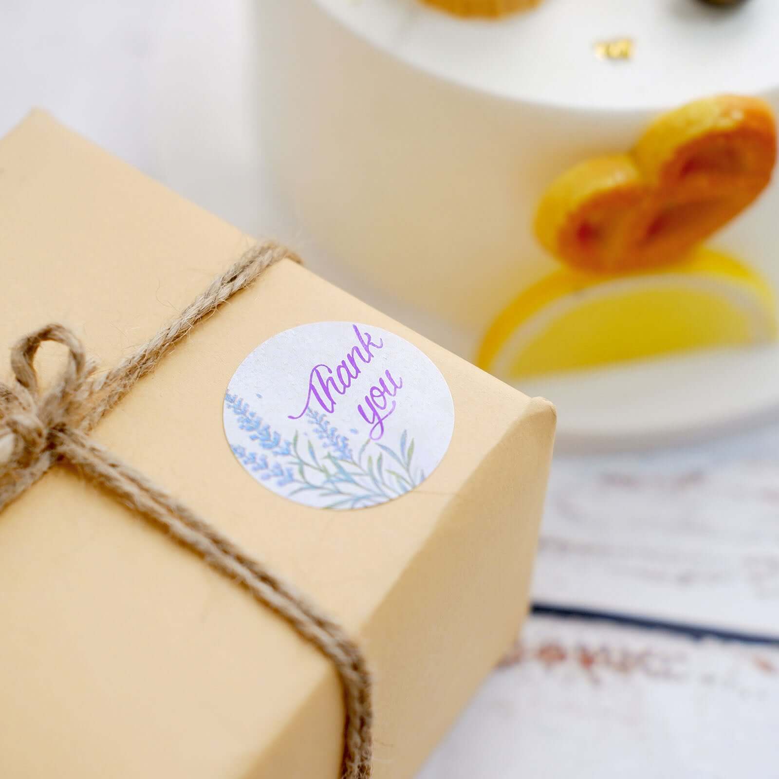 500pcs Thank You Purple Lavender Print Stickers Roll, Labels For DIY Envelope Seals - Round 1.5" - Image 2