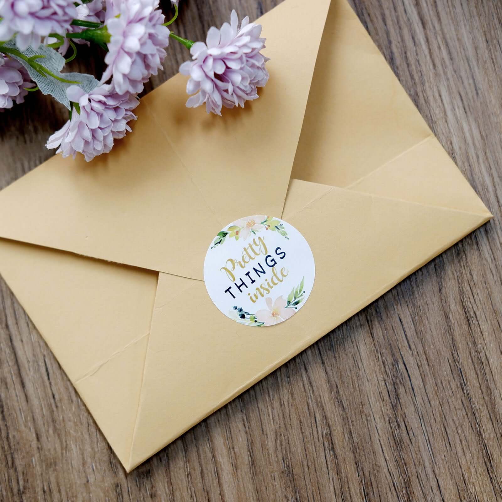 500pcs Thank You Themed Assorted Text Floral Stickers Roll, Labels For DIY Envelope Seal - Round 1.5" - Image 10