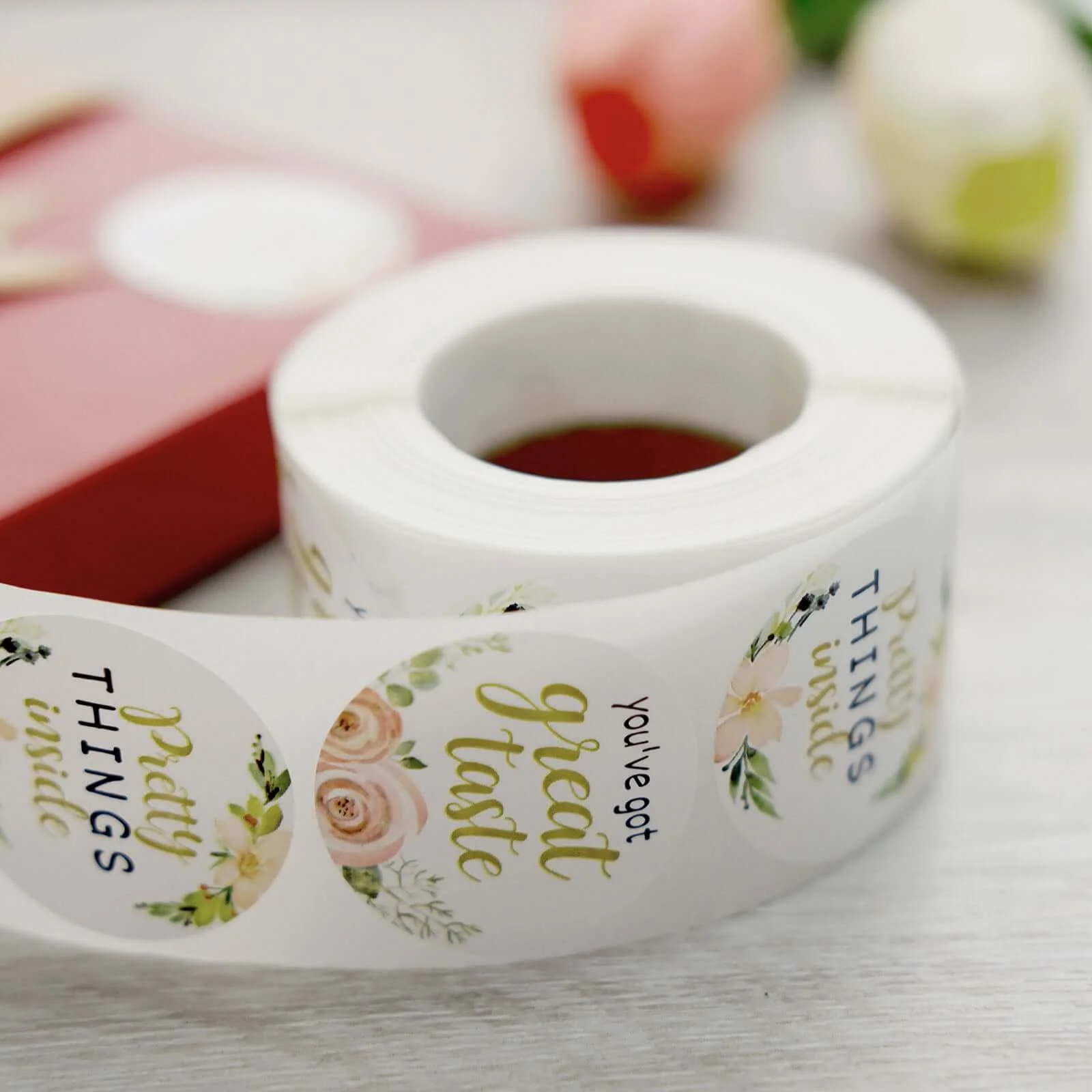 500pcs Thank You Themed Assorted Text Floral Stickers Roll, Labels For DIY Envelope Seal - Round 1.5" - Image 11