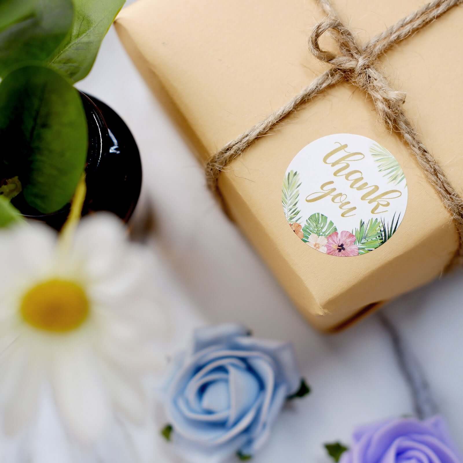 500pcs Thank You Themed Assorted Text Floral Stickers Roll, Labels For DIY Envelope Seal - Round 1.5" - Image 12