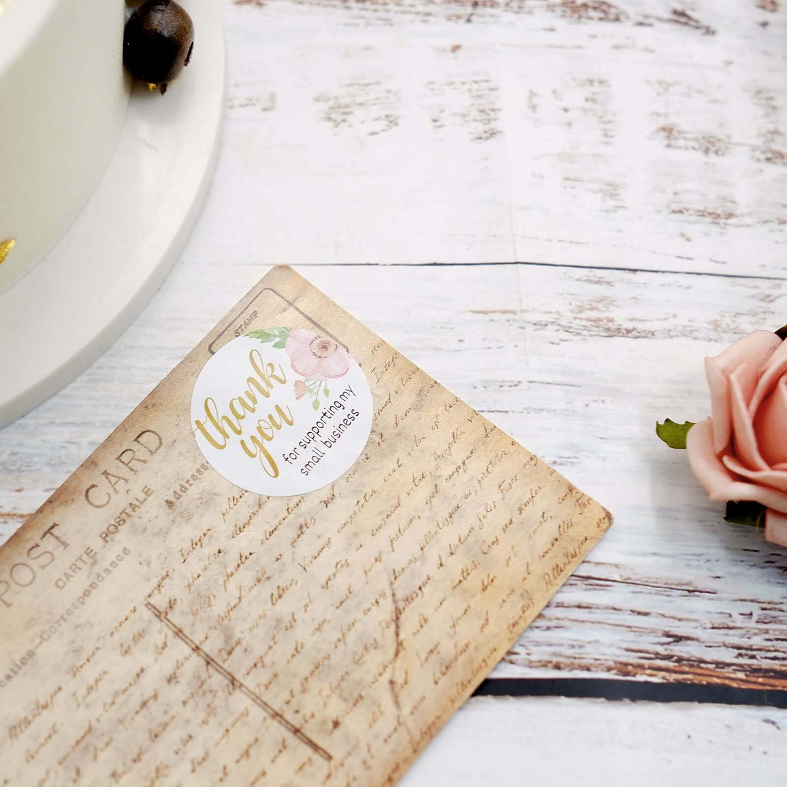 500pcs Thank You Themed Assorted Text Floral Stickers Roll, Labels For DIY Envelope Seal - Round 1.5" - Image 14
