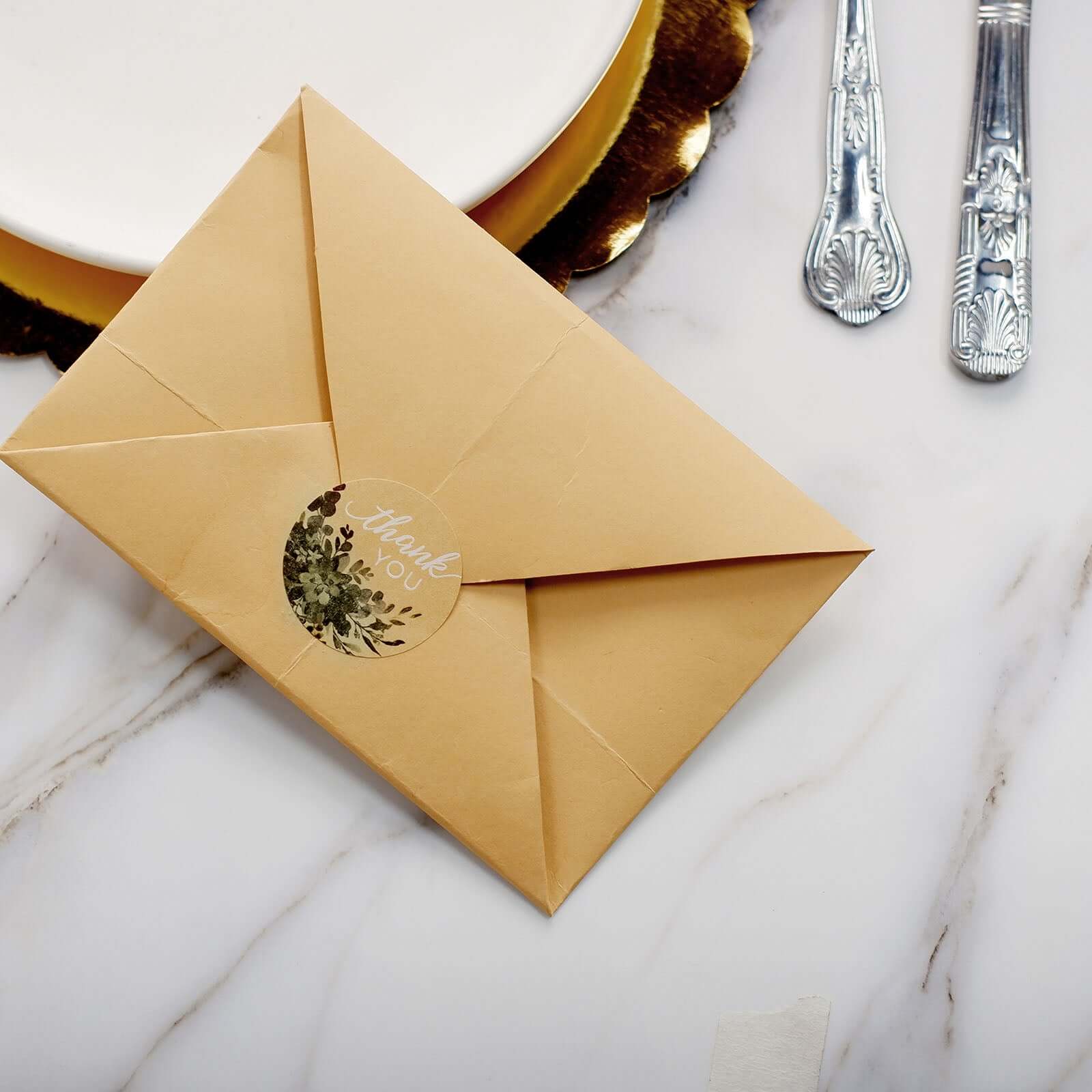 500pcs Thank You White Text With Natural Greenery Stickers Roll Décor Labels and Seals for DIY Envelope - Round 1.5" - Image 11