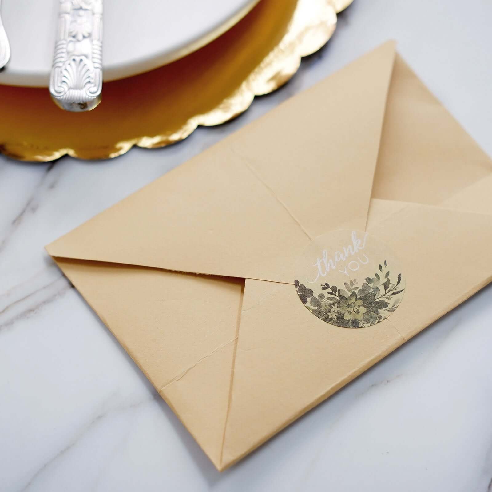 500pcs Thank You White Text With Natural Greenery Stickers Roll Décor Labels and Seals for DIY Envelope - Round 1.5" - Image 12