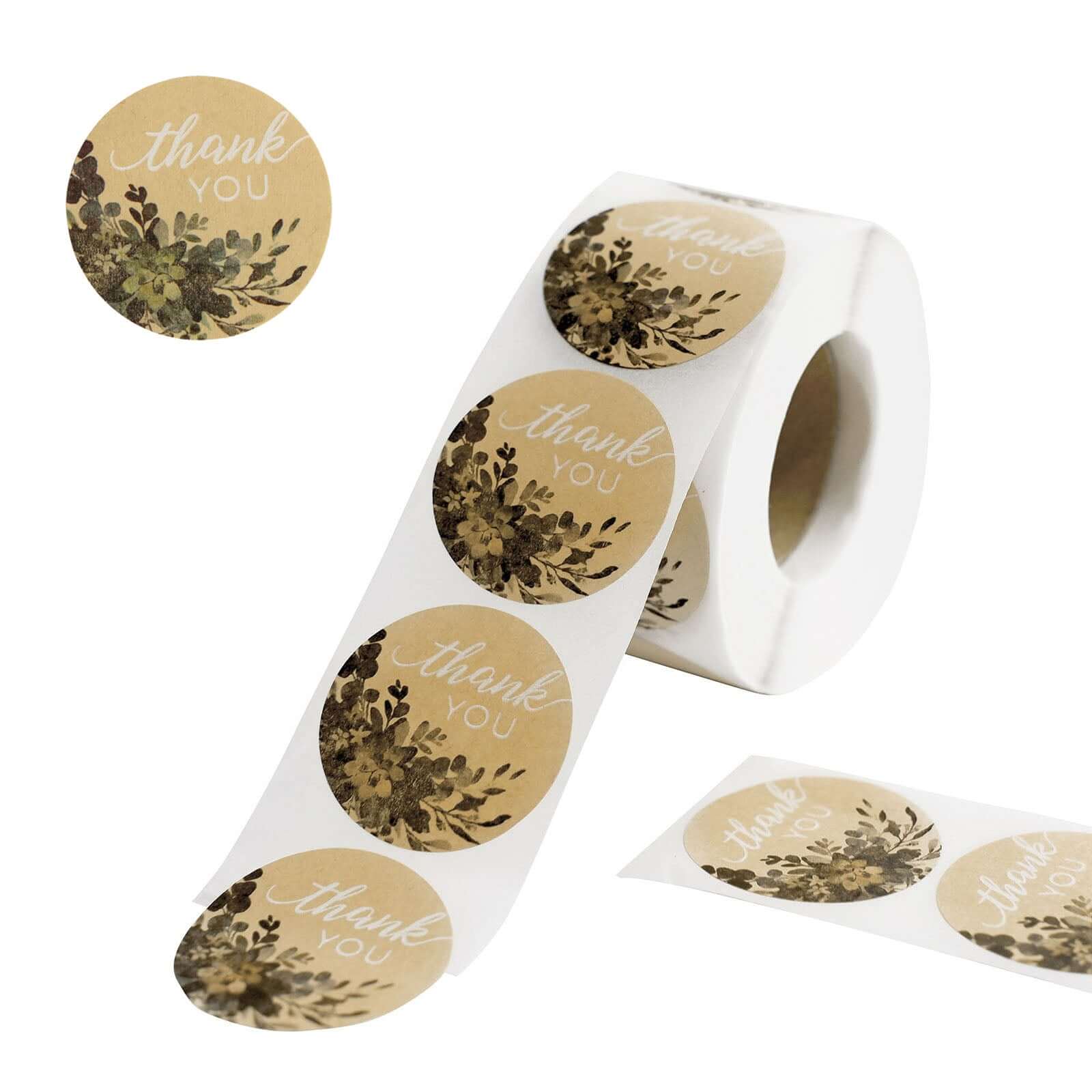 500pcs Thank You White Text With Natural Greenery Stickers Roll Décor Labels and Seals for DIY Envelope - Round 1.5" - Image 5