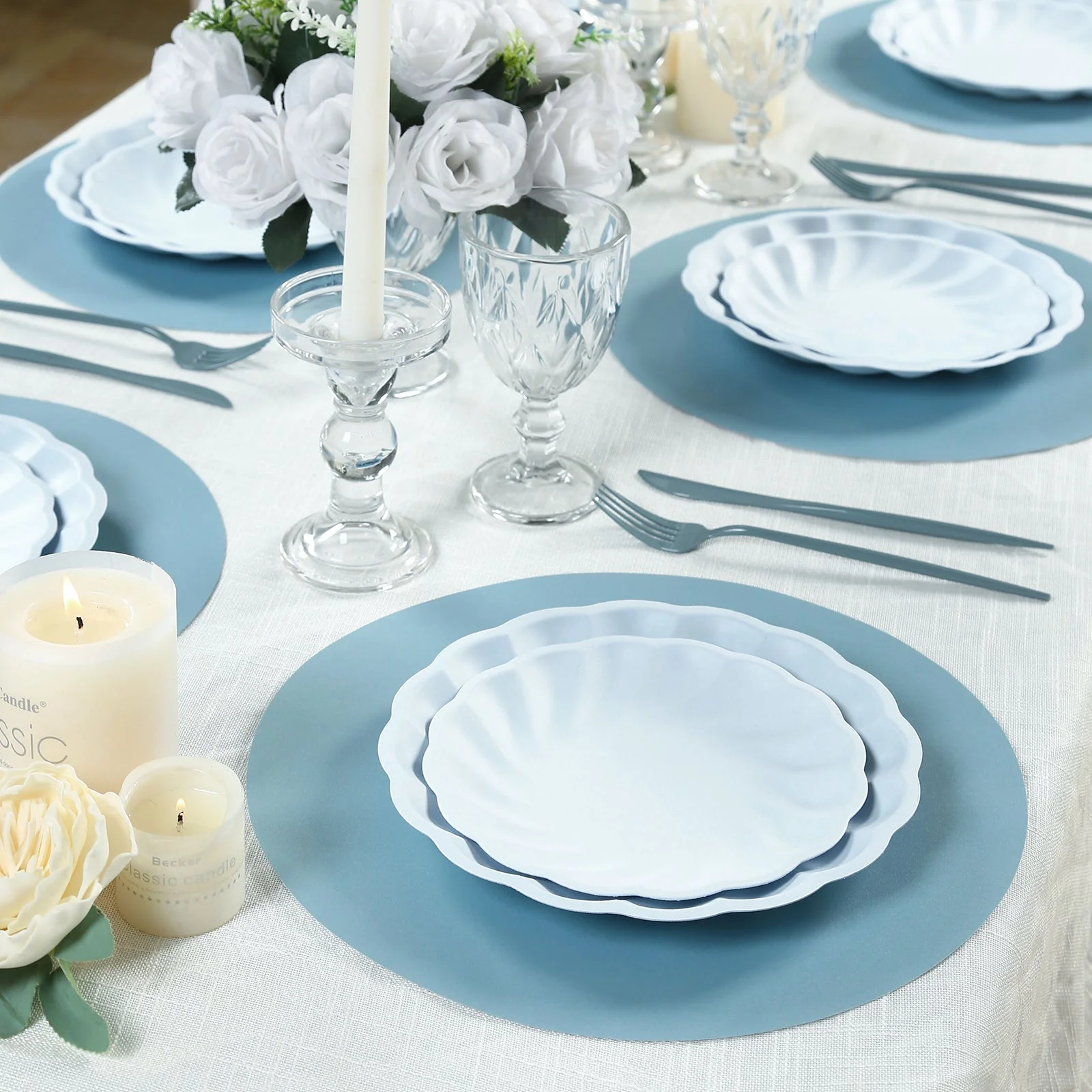 50 Pack Disposable Paper Placemats 13" Round – Dusty Blue Cardboard Dining Table Mats, 120 GSM - Image 8