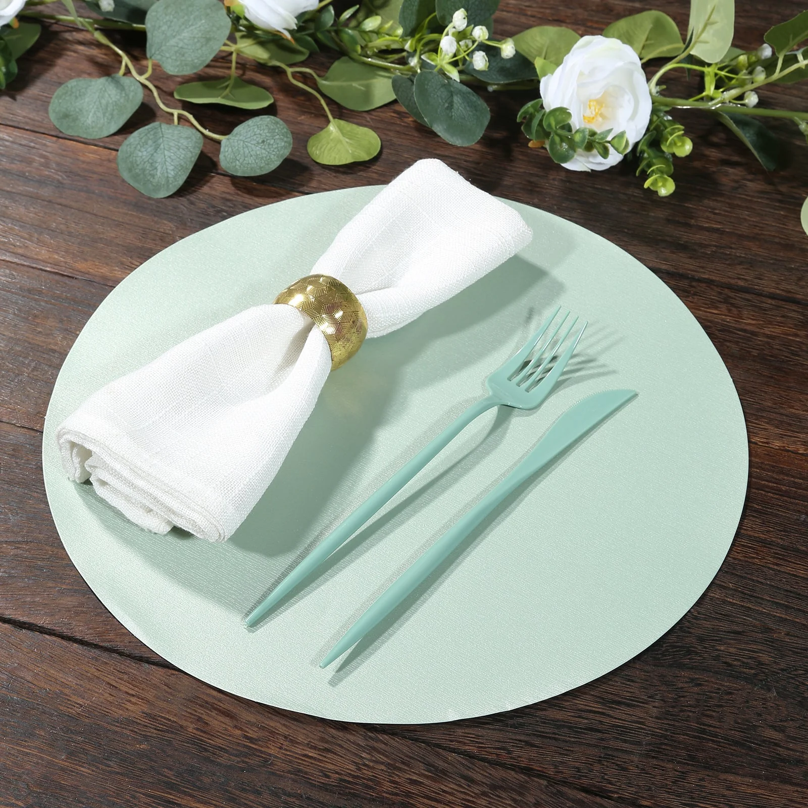 50 Pack Disposable Paper Placemats 13" Round – Sage Green Cardboard Dining Table Mats, 120 GSM - Image 7