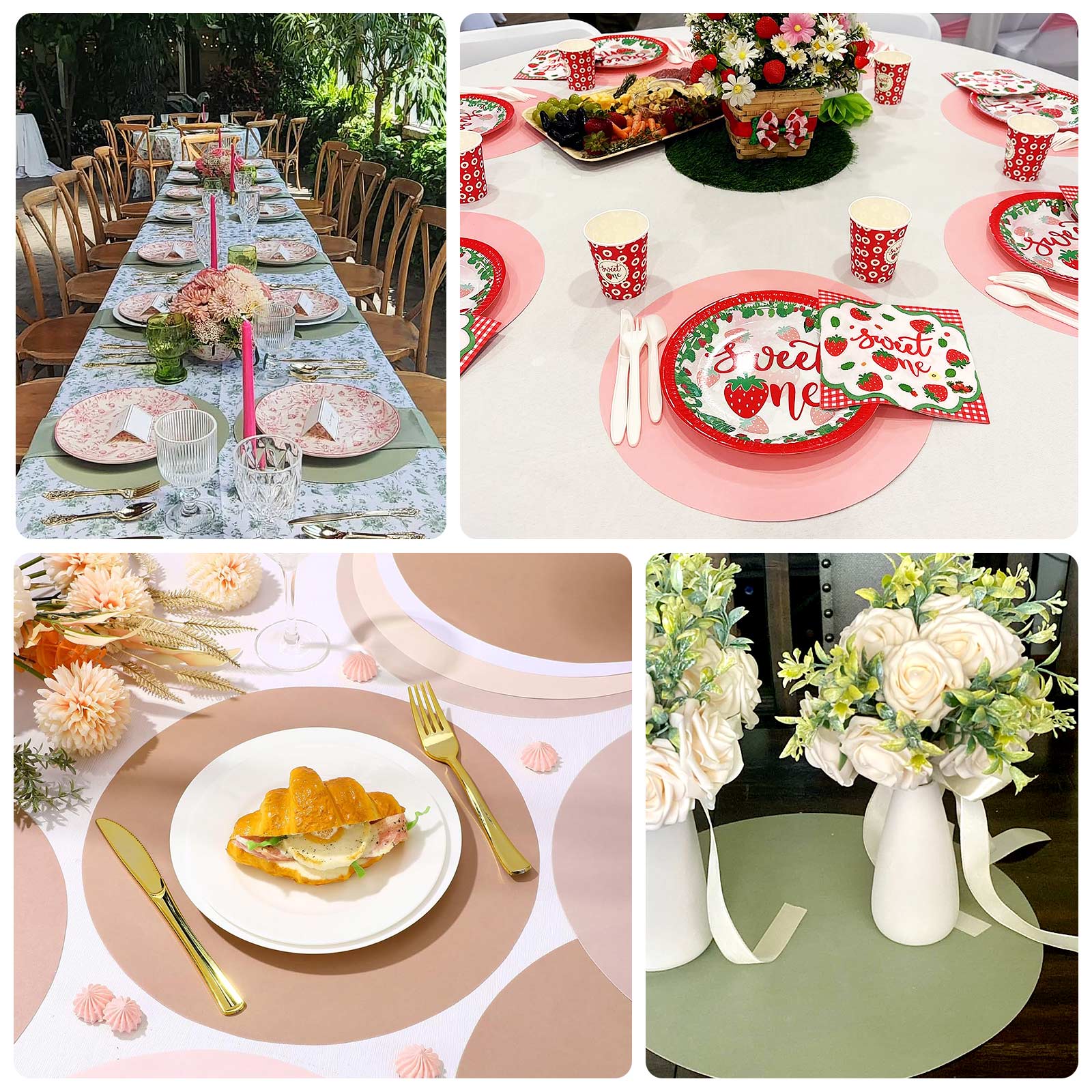 50 Pack Disposable Paper Placemats 13" Round – Taupe Cardboard Dining Table Mats, 120 GSM - Image 4