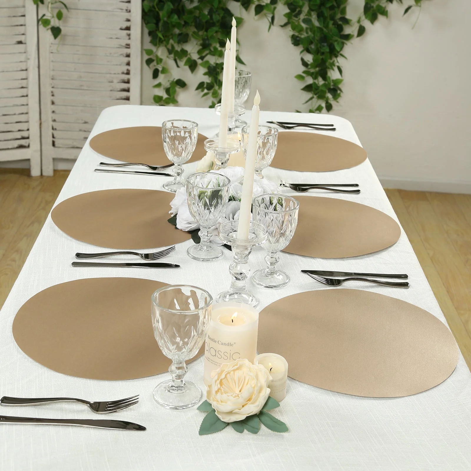 50 Pack Disposable Paper Placemats 13" Round – Taupe Cardboard Dining Table Mats, 120 GSM - Image 5