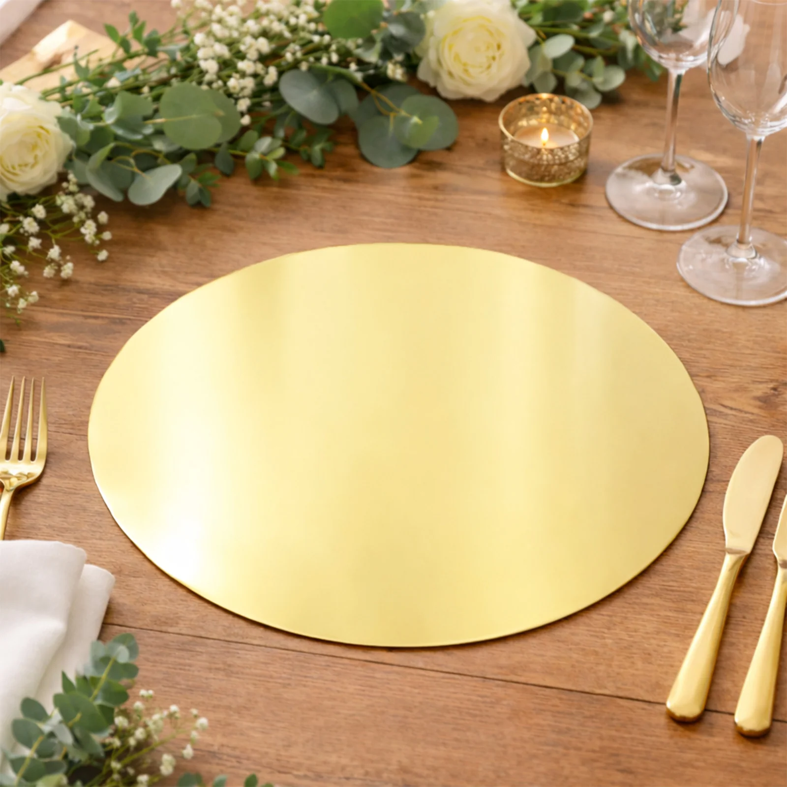 50 Pack Disposable Table Placemats 13" Round Gold – Cardboard Charger Plates for Elegant Table Settings, 128 GSM - Image 8