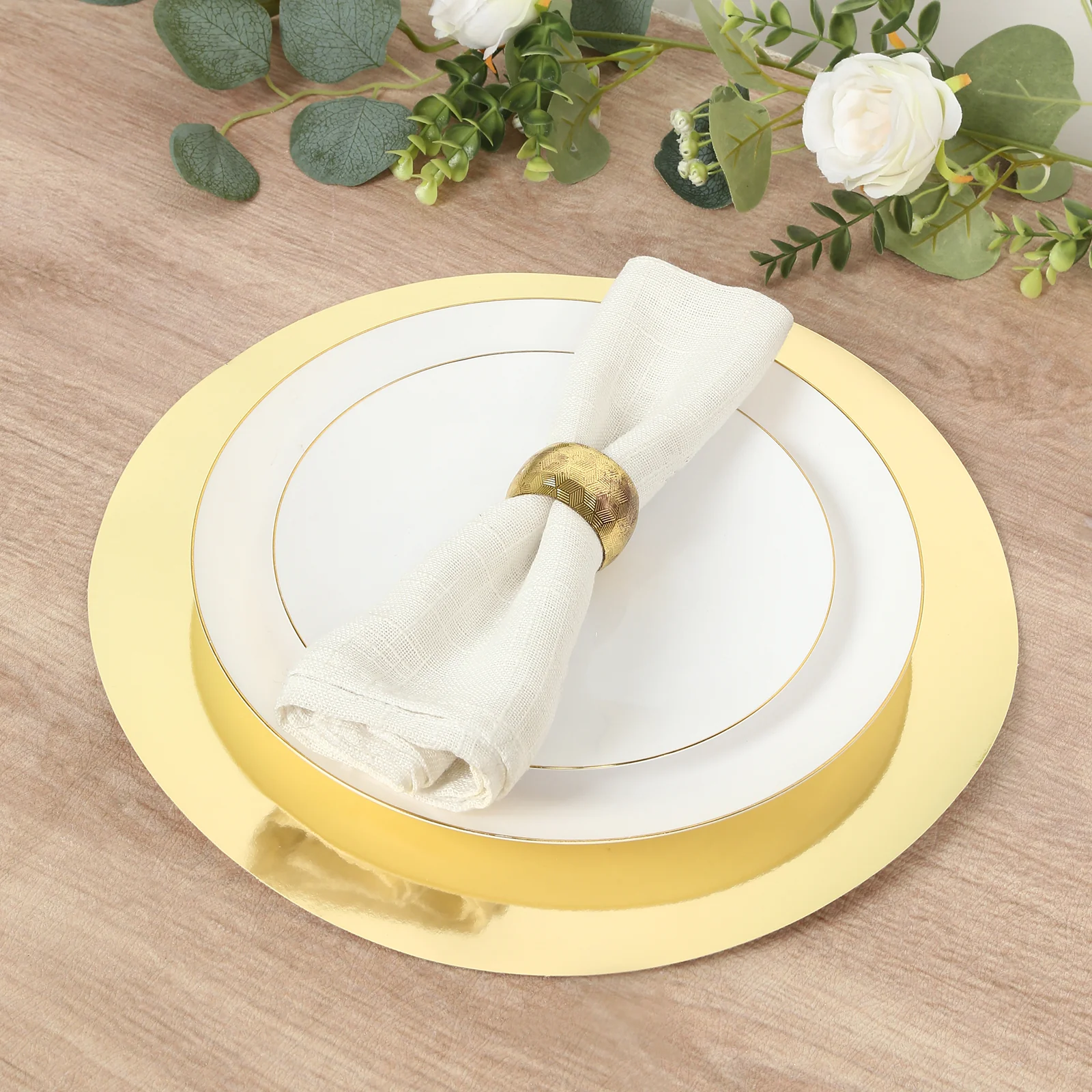 50 Pack Disposable Table Placemats 13" Round Gold – Cardboard Charger Plates for Elegant Table Settings, 128 GSM - Image 9