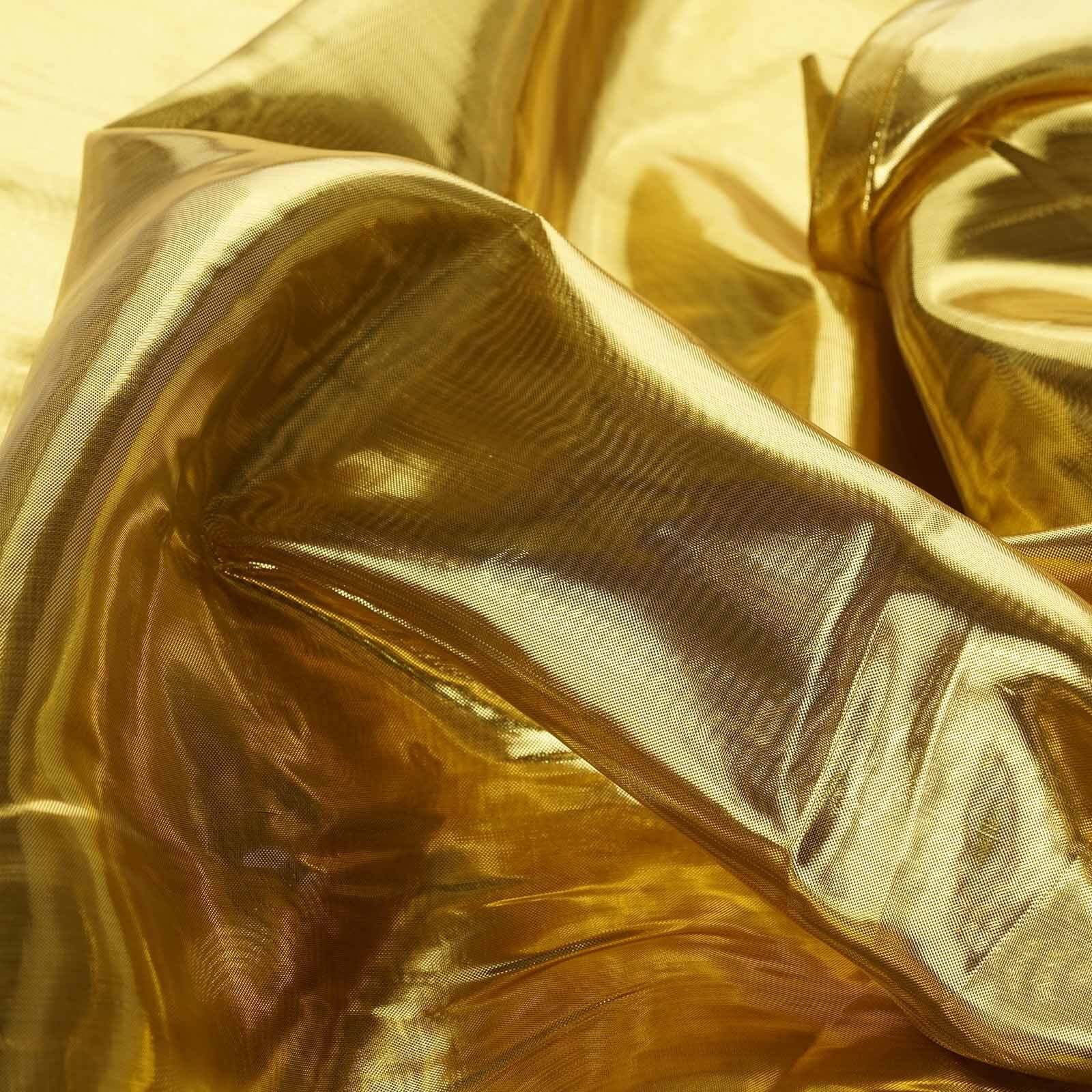 Shiny Metallic Gold Polyester Lame Fabric Bolt, DIY Craft Fabric Roll 54"x10 Yards - Image 2