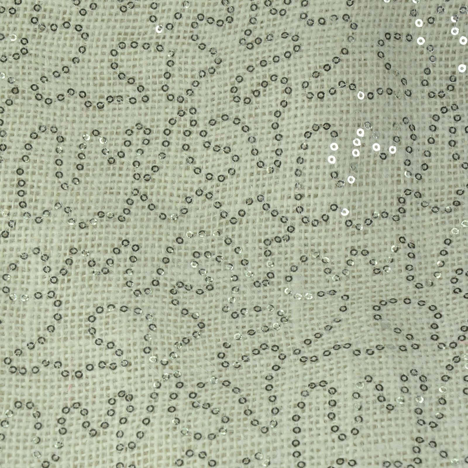 Silver Sequin Burlap Fabric Roll, DIY Craft Jute Fabric Bolt 54"x4 Yards - Image 3