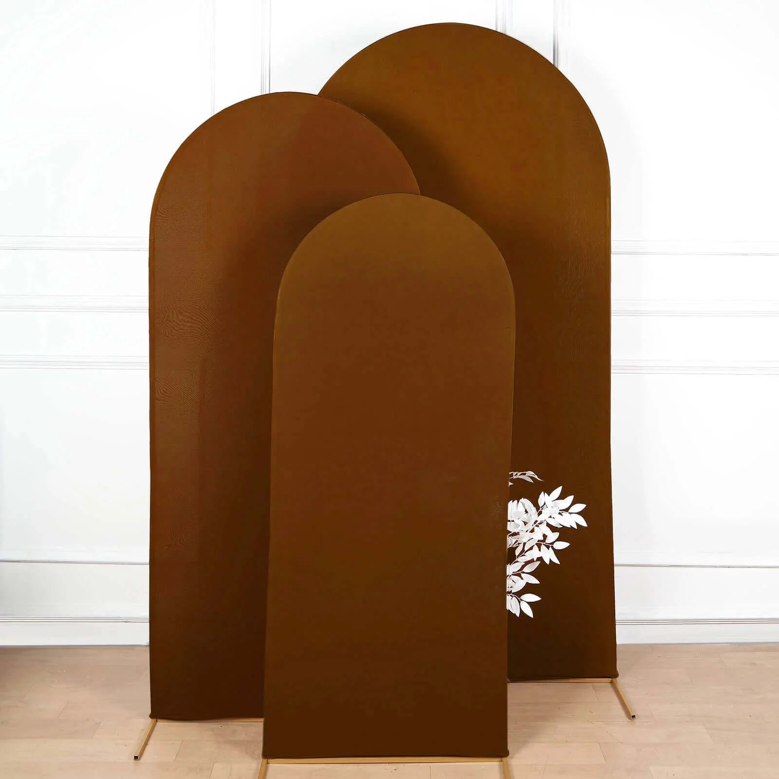 Cinnamon Brown Spandex Fitted Wedding Arch Cover For Round Top Chiara Backdrop Stand 5ft - Image 9