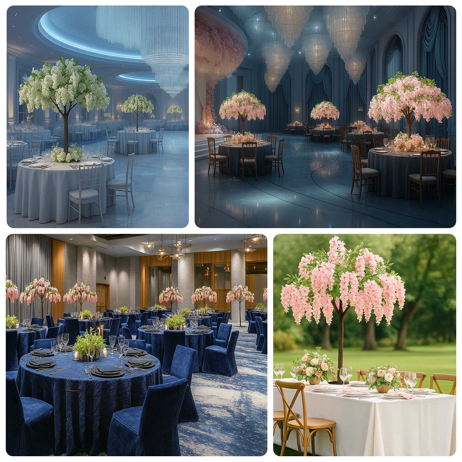 5ft Freestanding White Wisteria Tree – Romantic Faux Flower Decor for Aisles & Photo Backdrops - Image 4