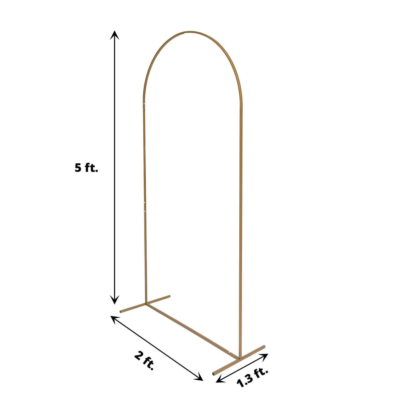 Gold Metal Wedding Arch Chiara Backdrop Stand Floral Display Frame With Round Top 5ft - Image 3
