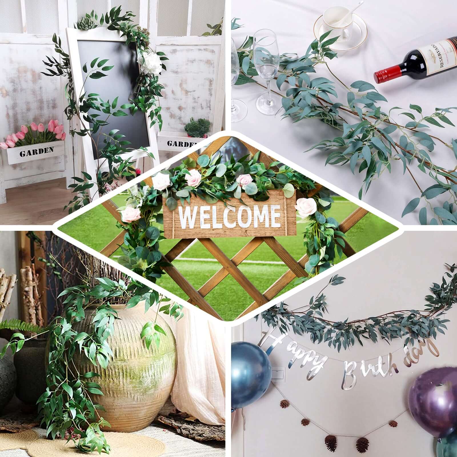 Green Real Touch Artificial Willow Leaf Garland, Flexible Vine 5ft - Image 5