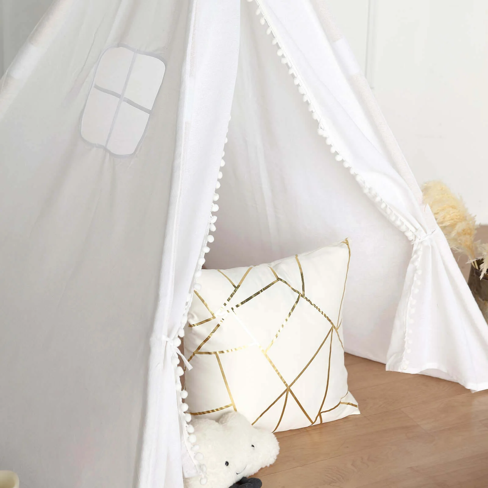 Kids Linen Teepee Play Tent, Toddler Indoor/Outdoor Playhouse With Window 5ft - Image 10