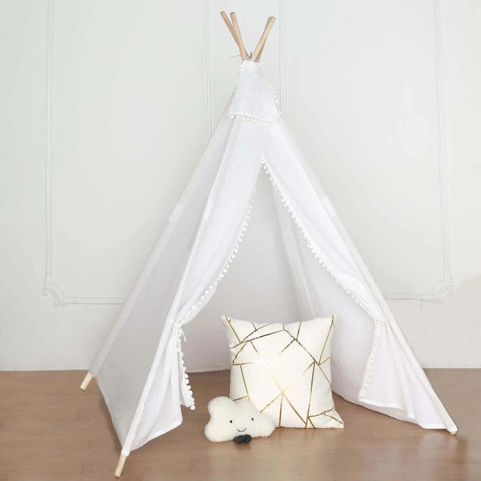 Kids Linen Teepee Play Tent, Toddler Indoor/Outdoor Playhouse With Window 5ft - Image 14