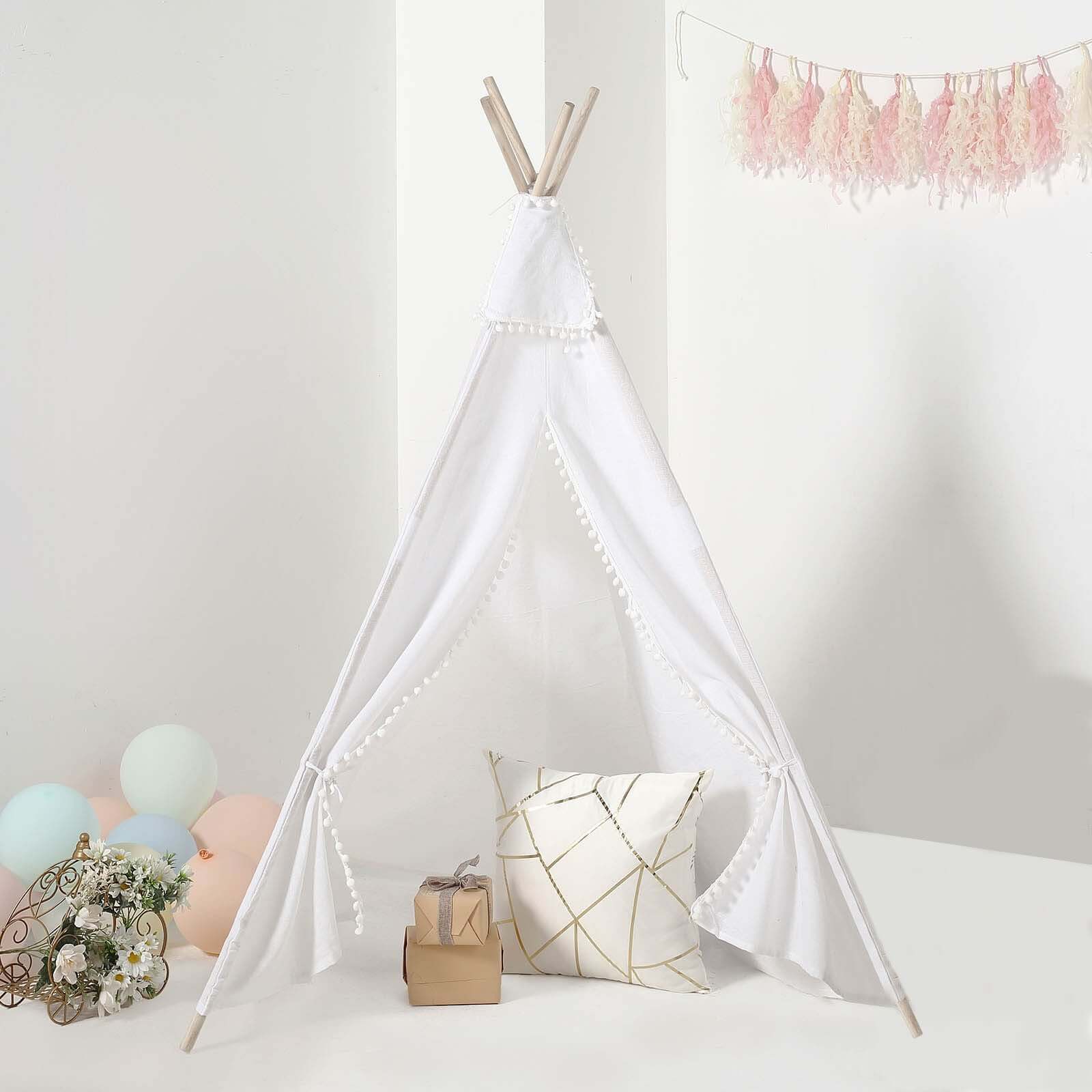 Kids Linen Teepee Play Tent, Toddler Indoor/Outdoor Playhouse With Window 5ft - Image 15