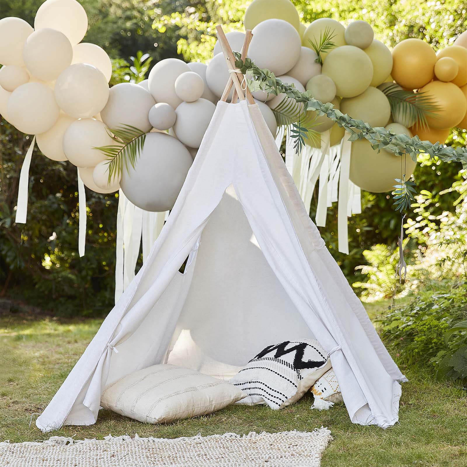 Kids Linen Teepee Play Tent, Toddler Indoor/Outdoor Playhouse With Window 5ft - Image 8