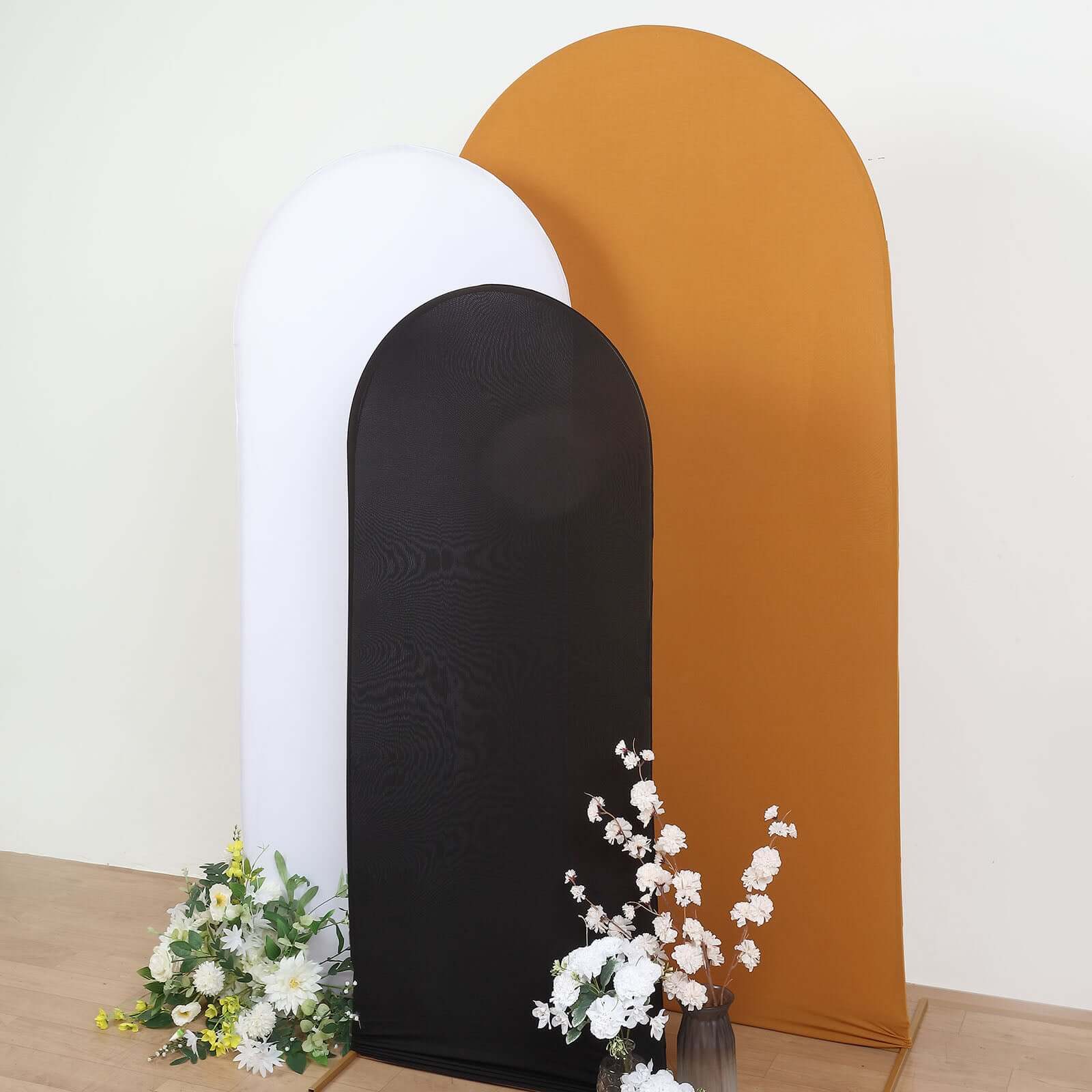 Matte Black Spandex Fitted Wedding Arch Cover For Round Top Chiara Backdrop Stand 5ft - Image 2