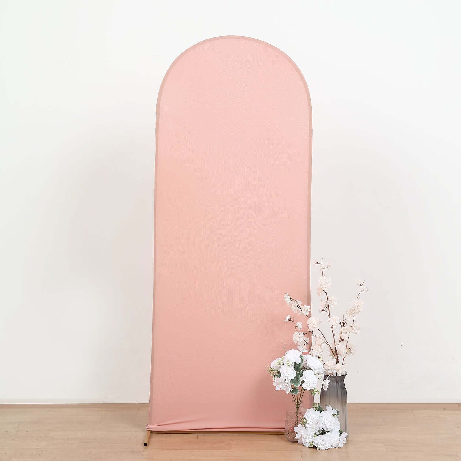 Matte Dusty Rose Spandex Fitted Wedding Arch Cover For Round Top Chiara Backdrop Stand 5ft - Image 10