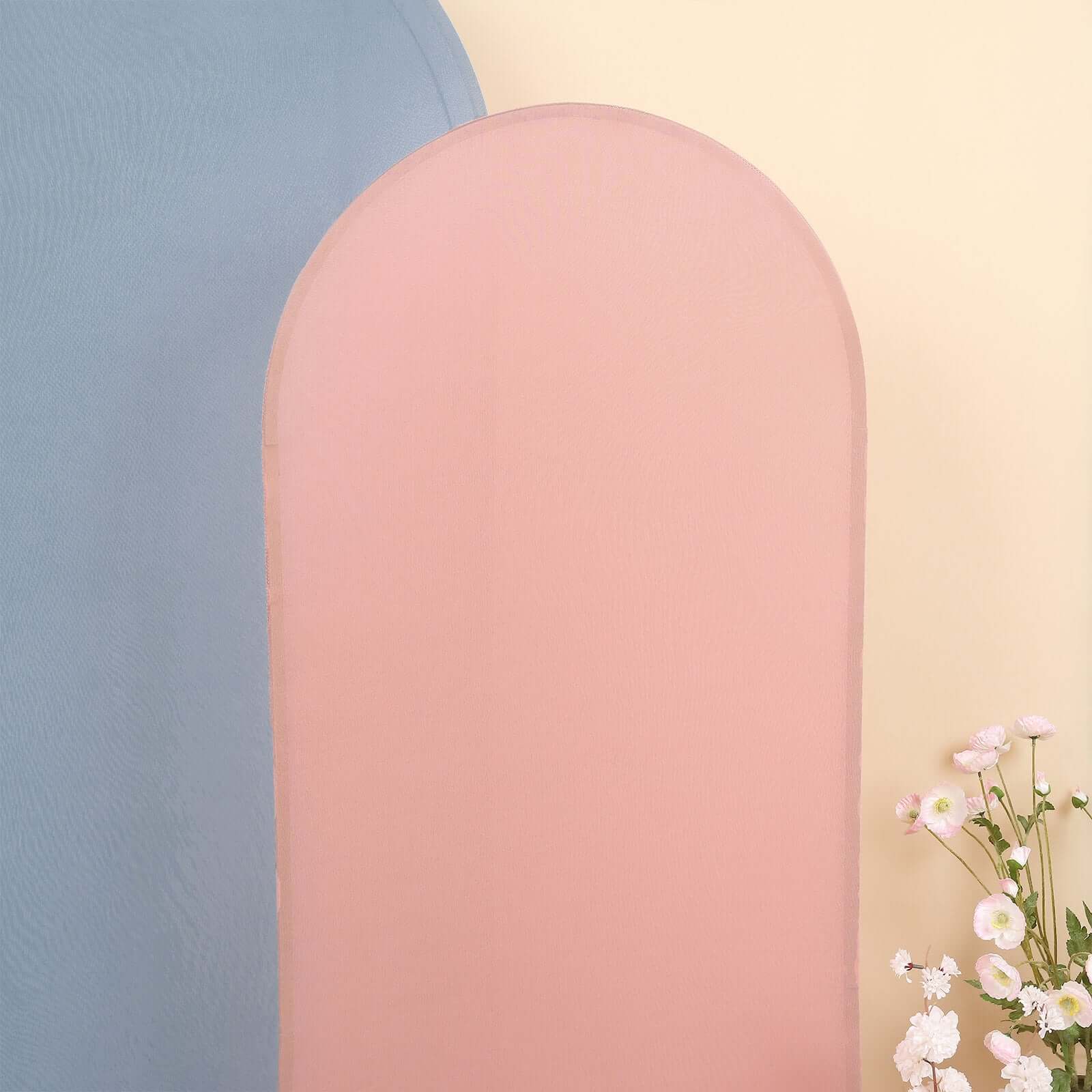 Matte Dusty Rose Spandex Fitted Wedding Arch Cover For Round Top Chiara Backdrop Stand 5ft - Image 11